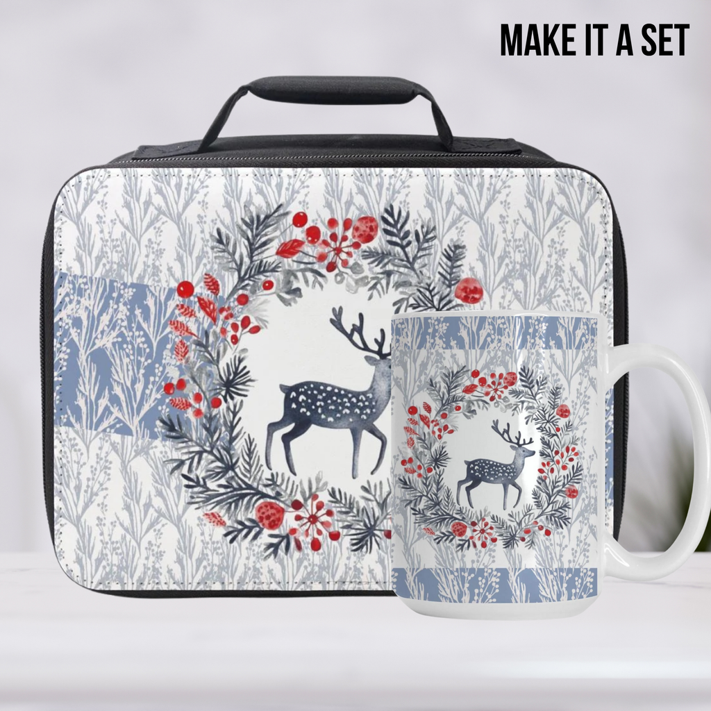 Reindeer Wreath Insulated Lunch Bag – Snowberry Woods Christmas