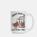 Mug with a goose illustration and text on a white background