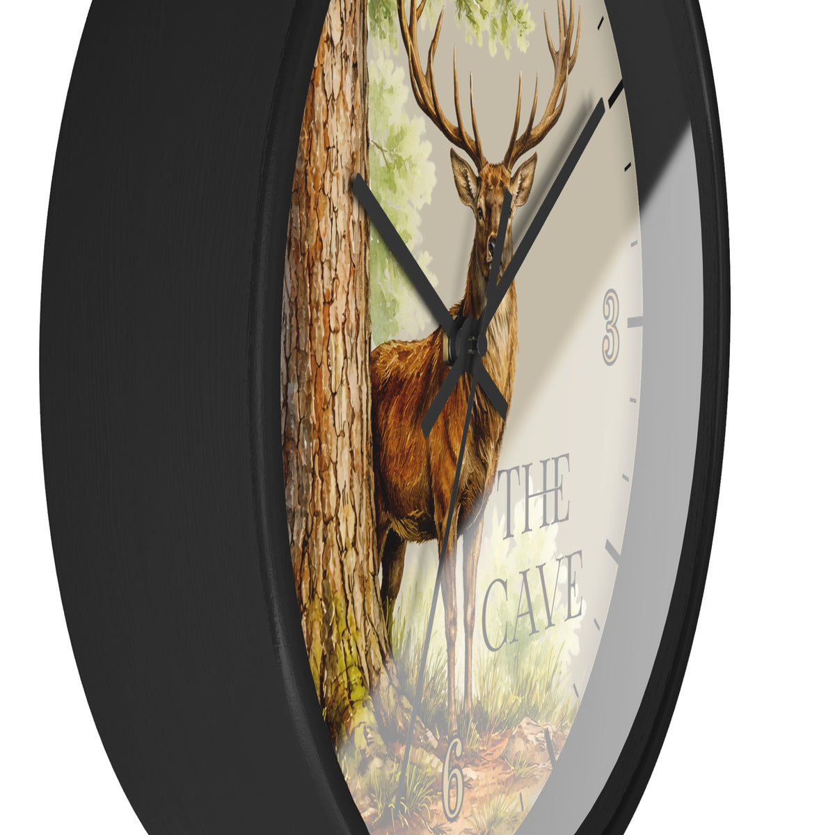 Custom Buck Deer Wall Clock — Rustic Woodland Man Cave Decor