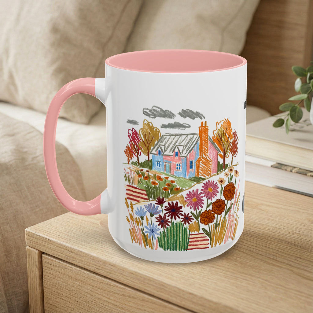 Personalized Floral Cottage Coffee Mug | Custom Name Accent Mug (11/15oz)