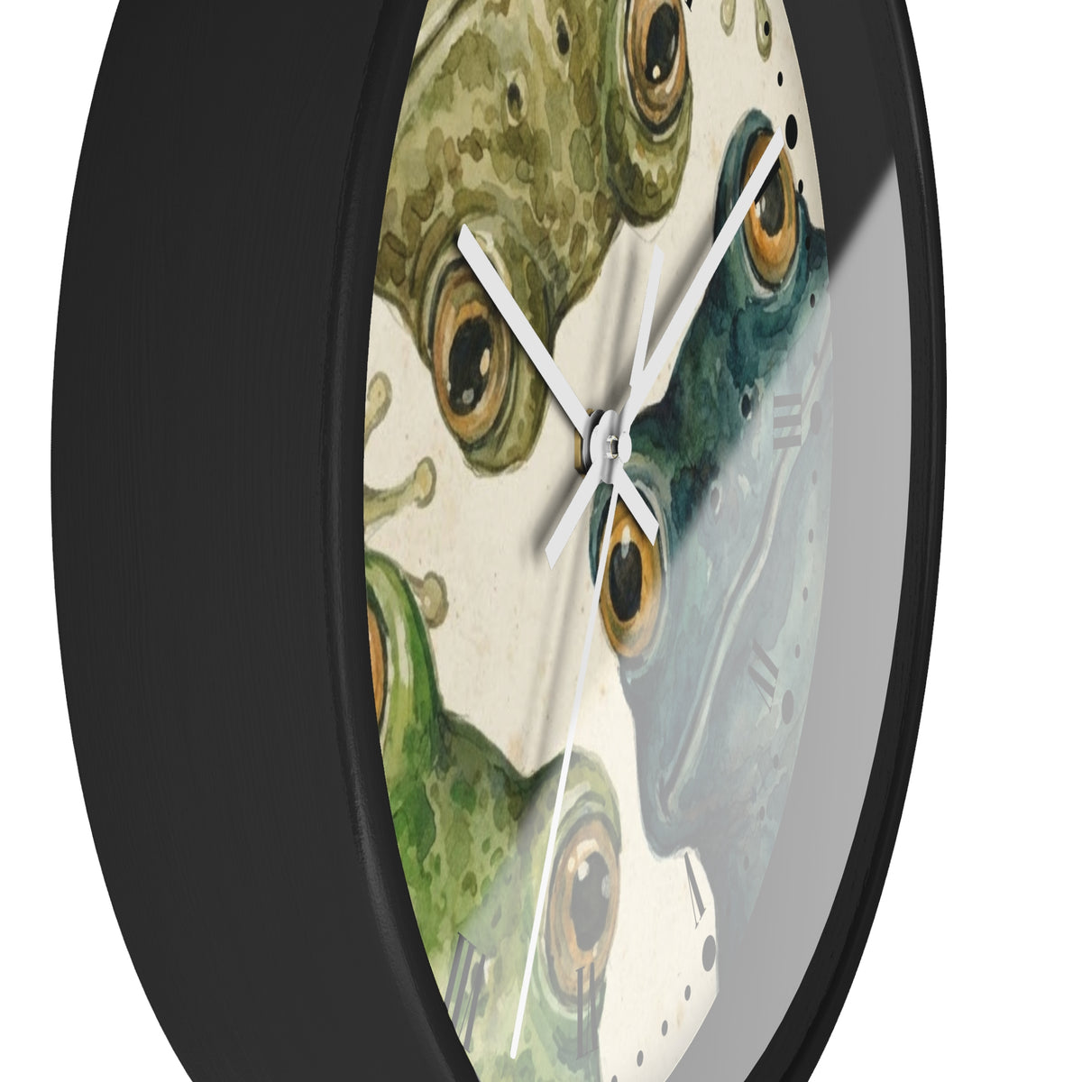 Frog Trio Wall Clock — Watercolor Amphibian Decor