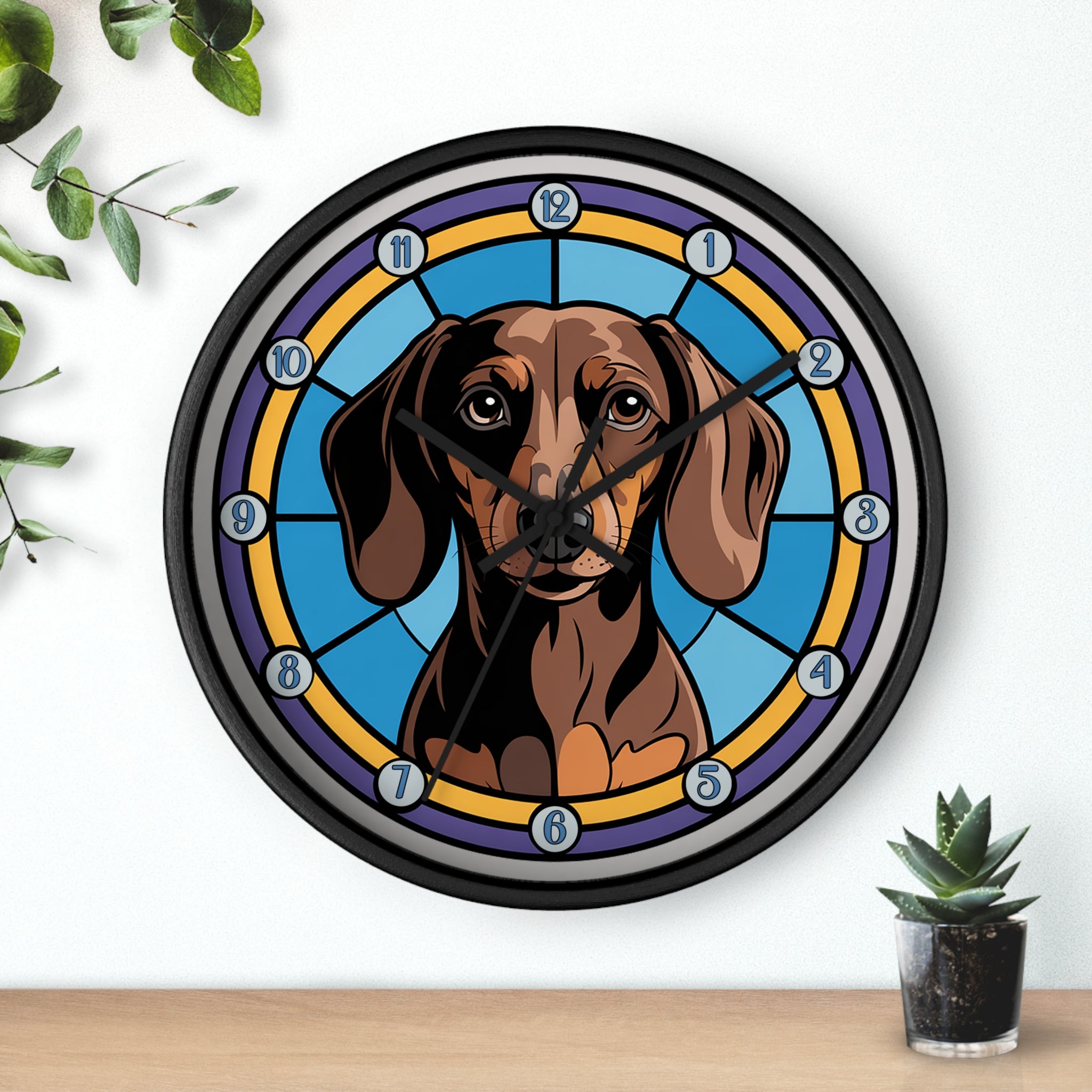 Dachshund  Colorful Wall Clock — Weenie Dog Home Decor