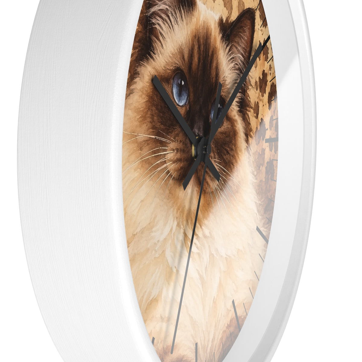 Cheetah Print Birman Cat Wood Wall Clock