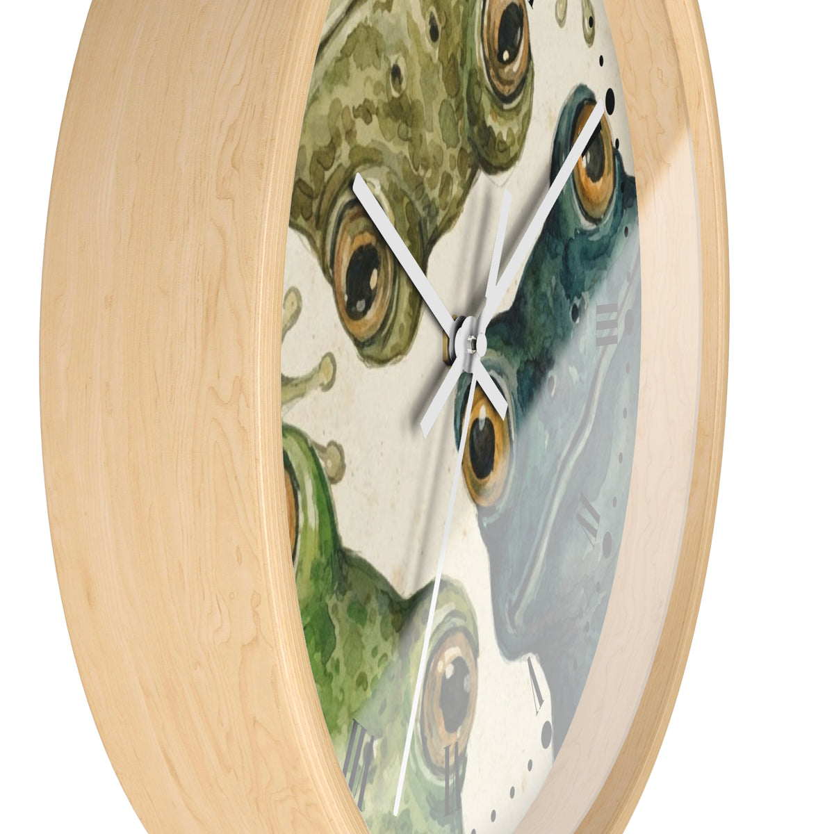 Frog Trio Wall Clock — Watercolor Amphibian Decor