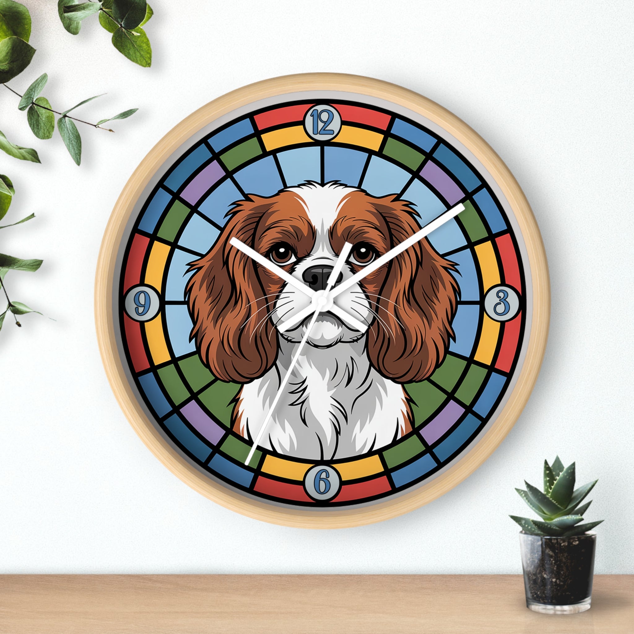 Caviler King Charles Color Wheel Wall Clock — Spaniel Dog Home Decor