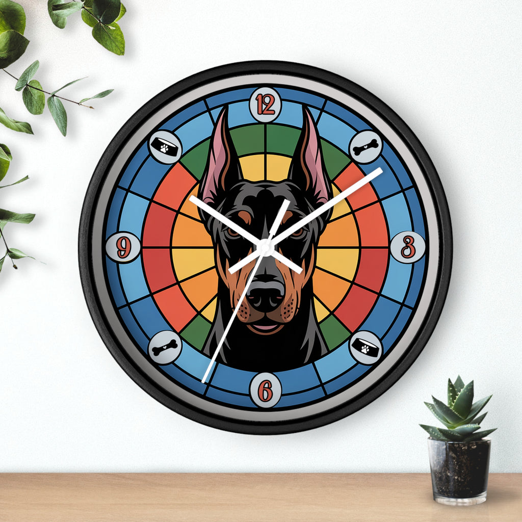 Doberman Pincer Color Wheel Wall Clock — Dog Home Decor