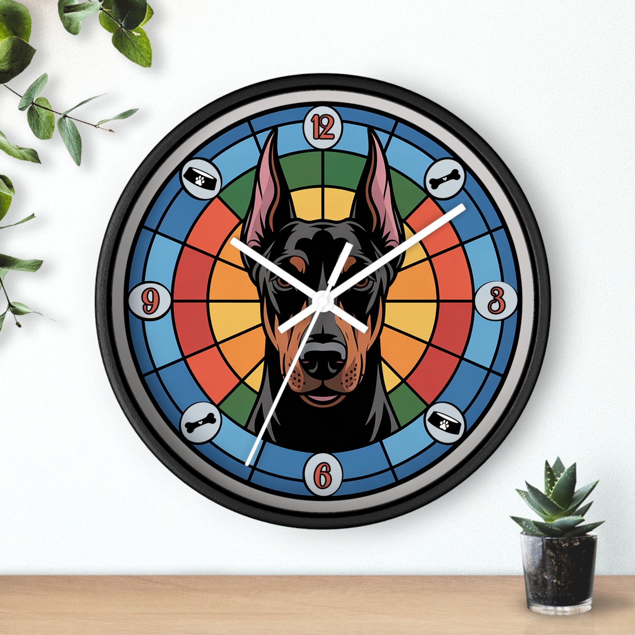 Doberman Pincer Color Wheel Wall Clock — Dog Home Decor