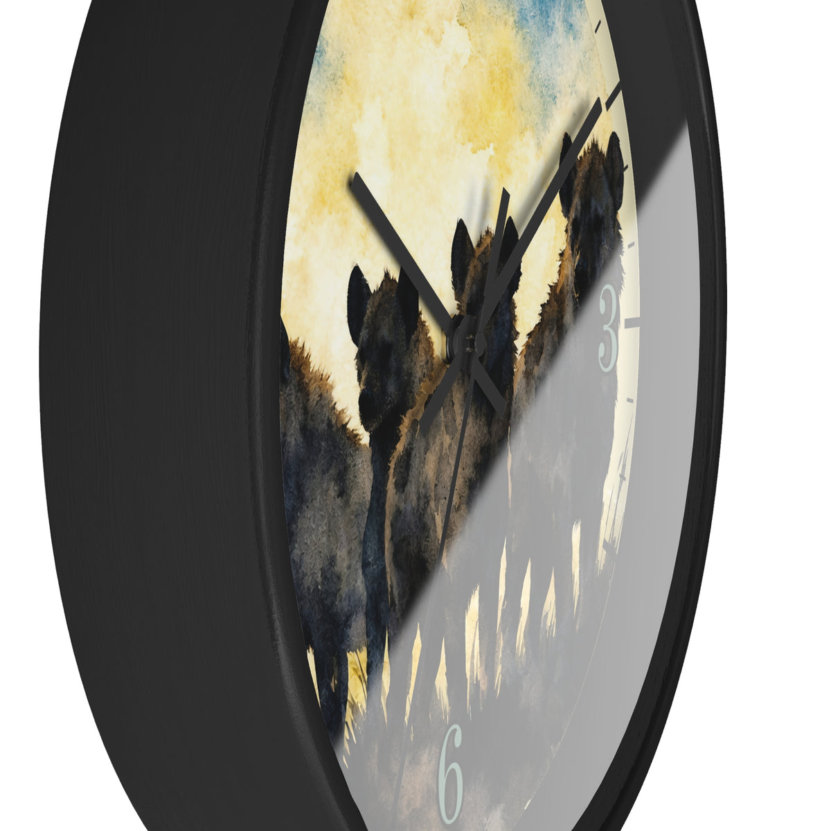Spotted Hyenas Wall Clock – Watercolor Safari Animal Decor