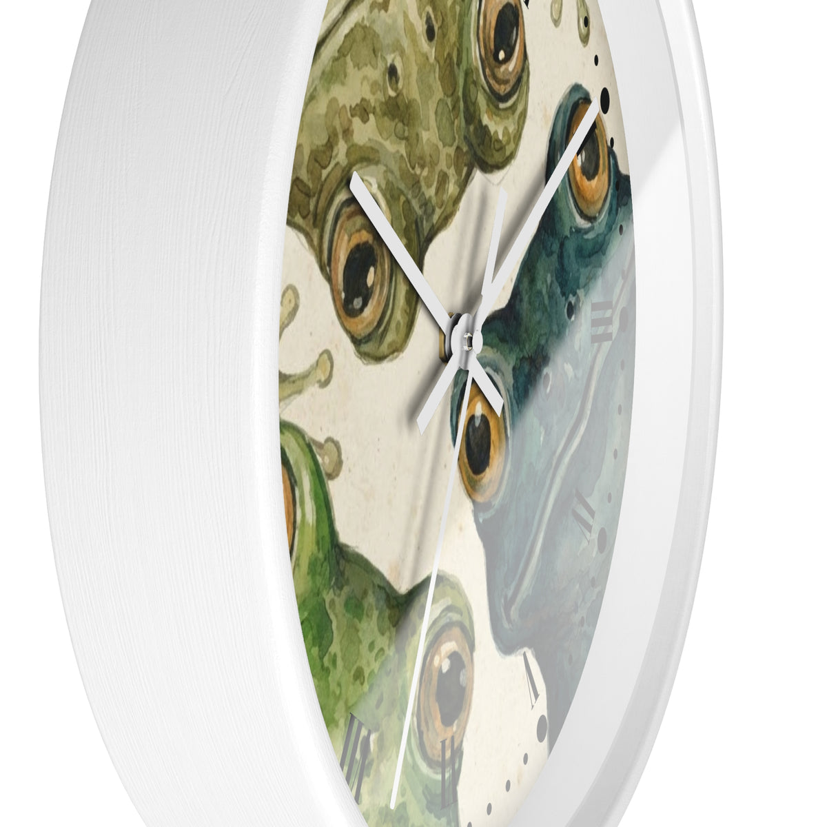 Frog Trio Wall Clock — Watercolor Amphibian Decor
