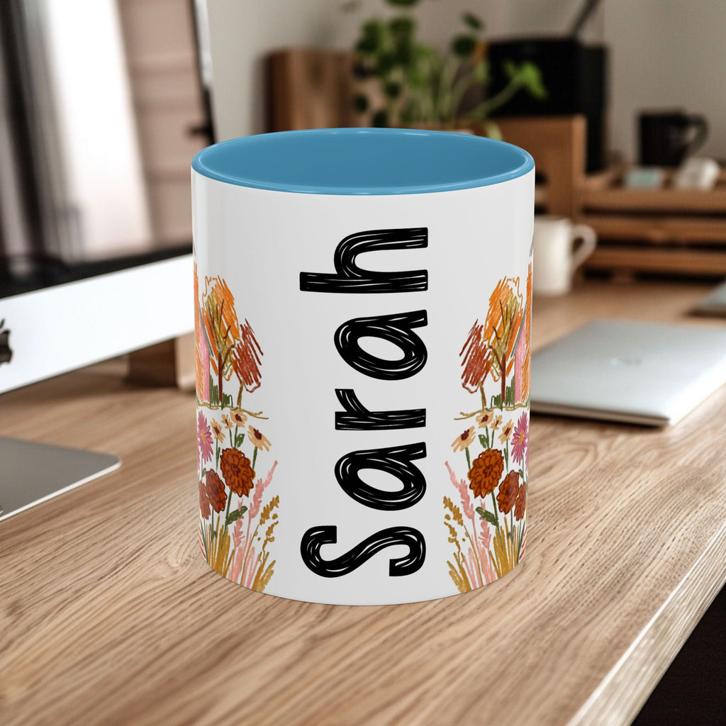 Personalized Floral Cottage Coffee Mug | Custom Name Accent Mug (11/15oz)