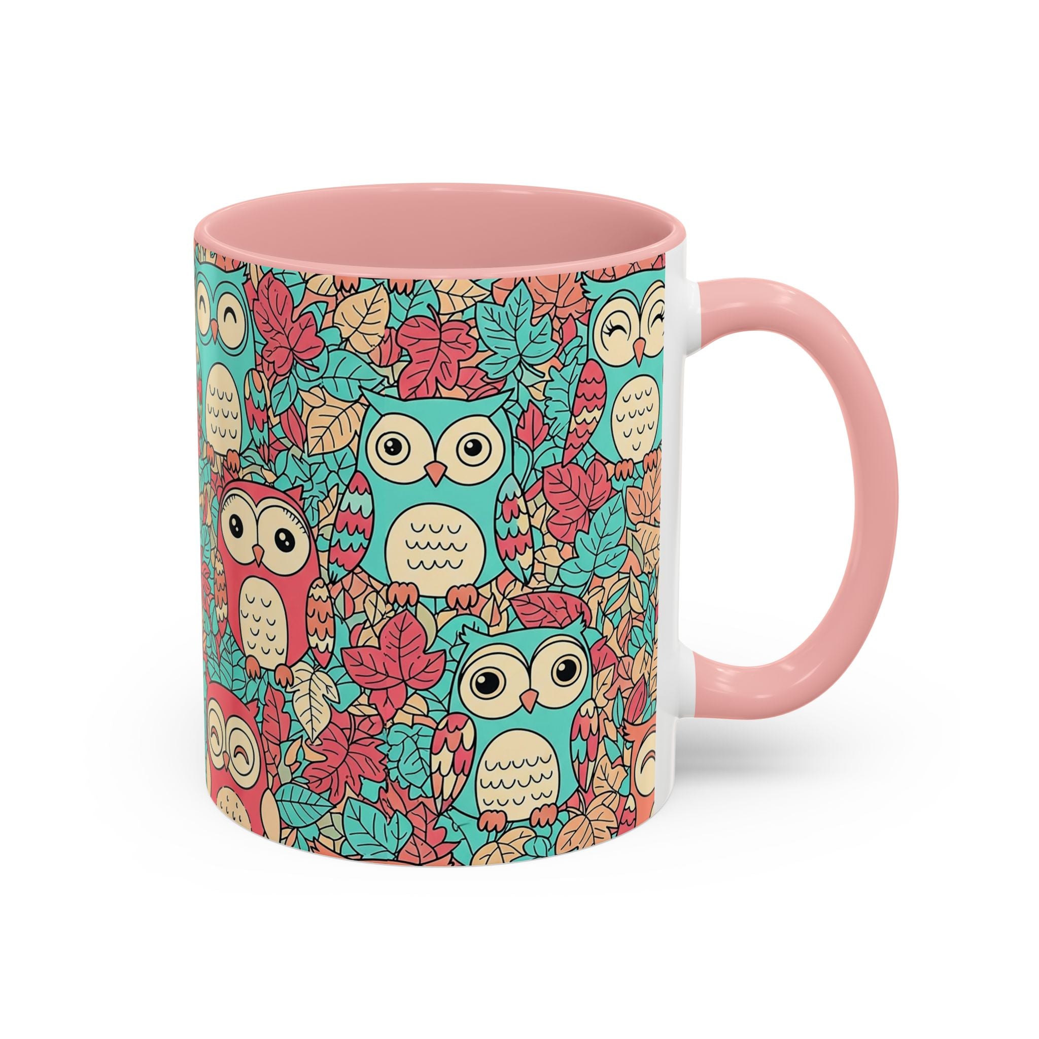Colorful Owl Pattern Coffee Mug — Cute Woodland Tea & Coffee Cup (11/15oz)