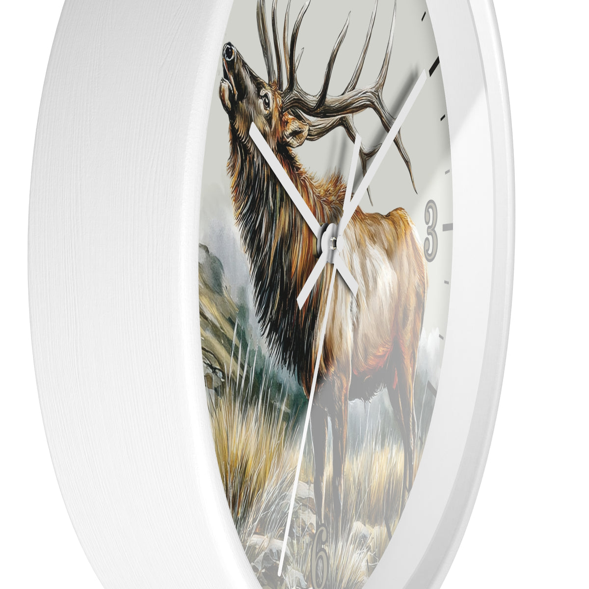 Elk Winter Wall Clock – Rustic Wildlife Home Decor