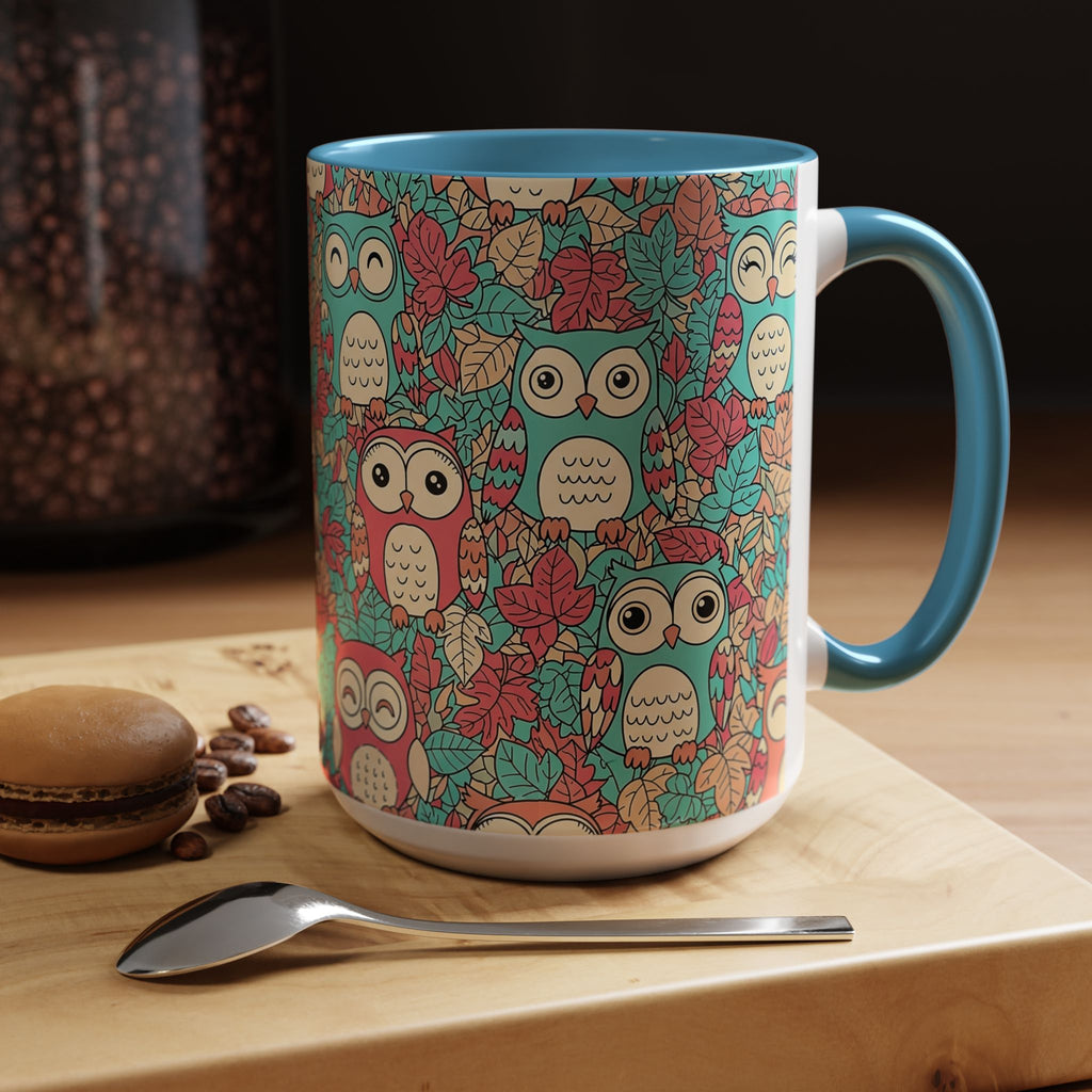 Colorful Owl Pattern Coffee Mug — Cute Woodland Tea & Coffee Cup (11/15oz)