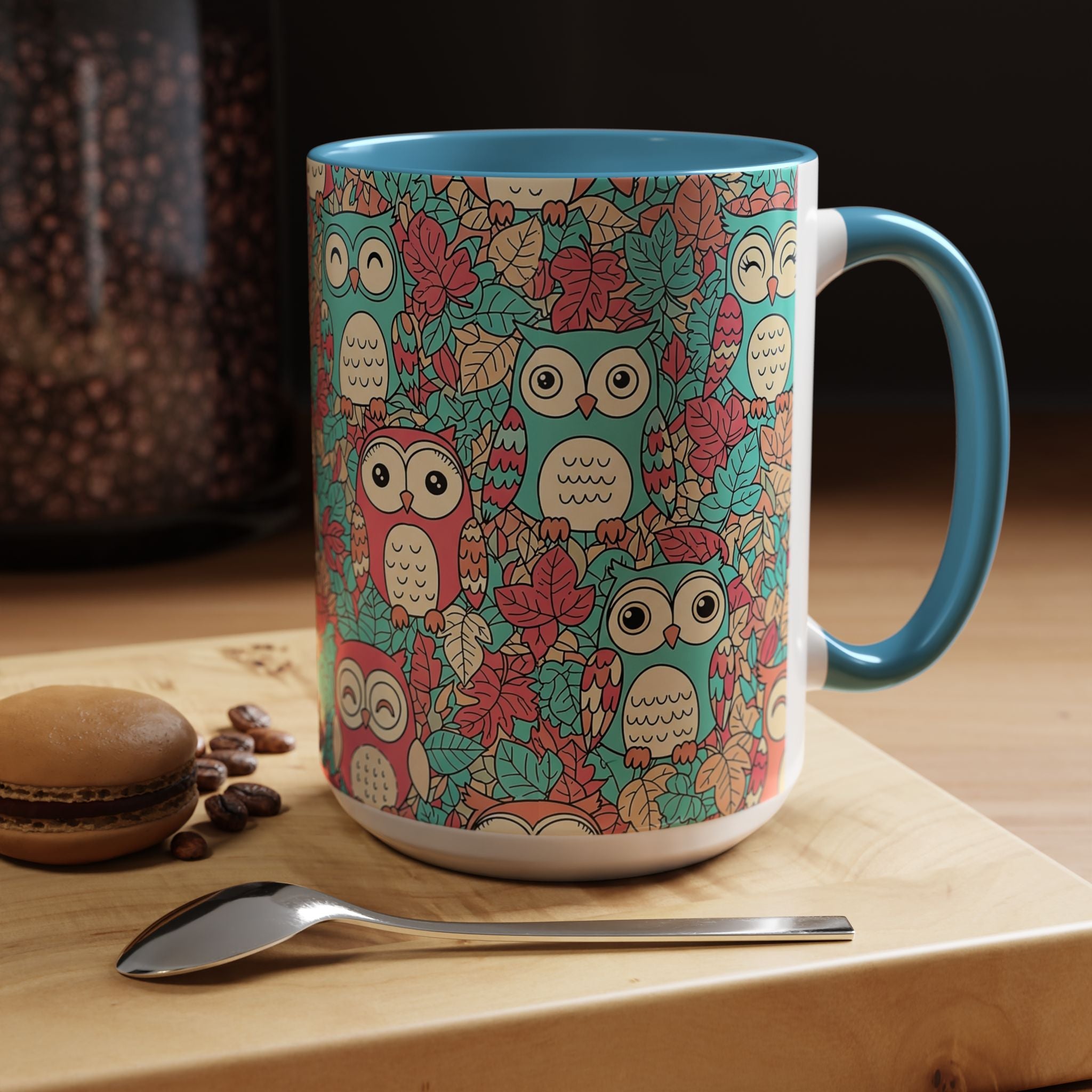 Colorful Owl Pattern Coffee Mug — Cute Woodland Tea & Coffee Cup (11/15oz)