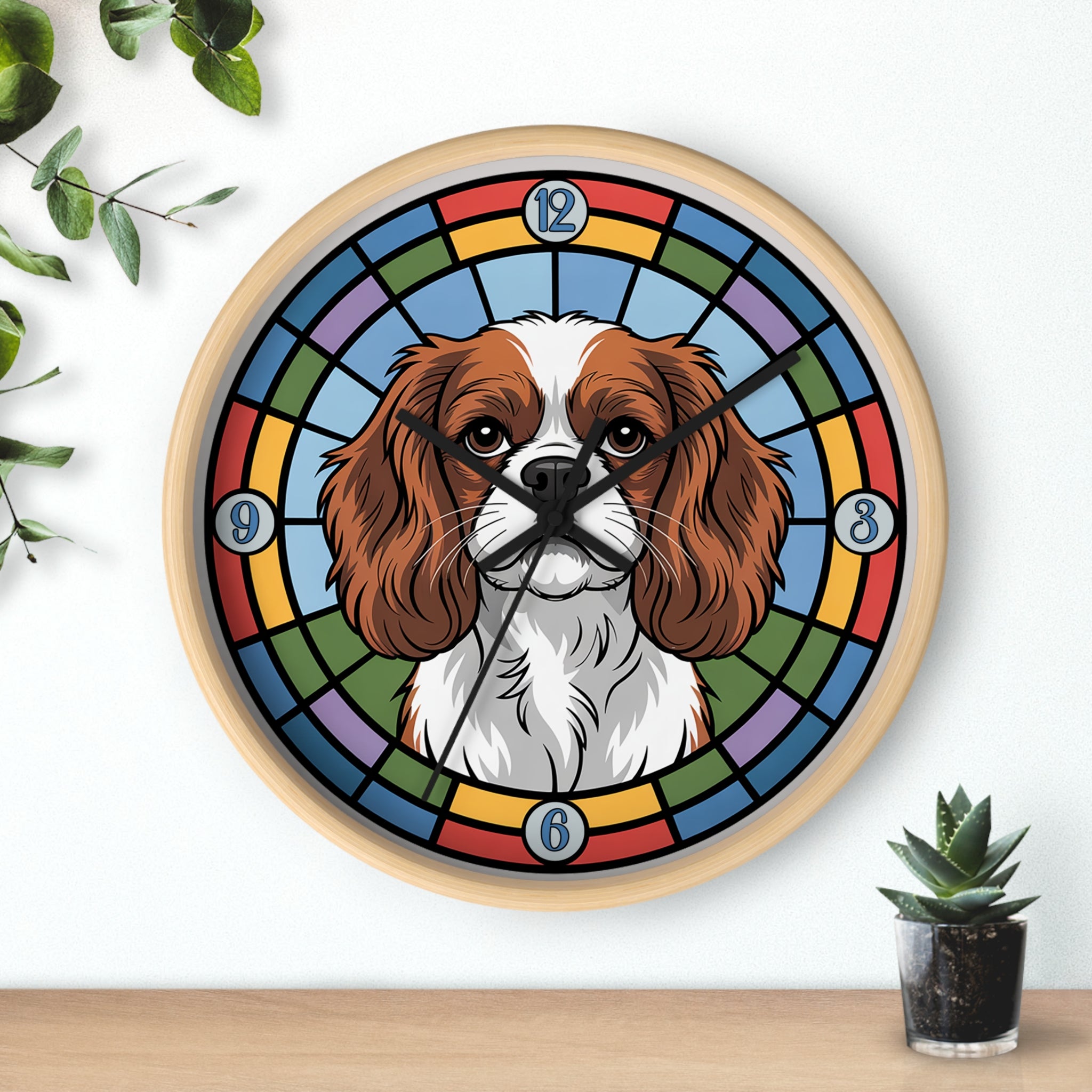 Caviler King Charles Color Wheel Wall Clock — Spaniel Dog Home Decor