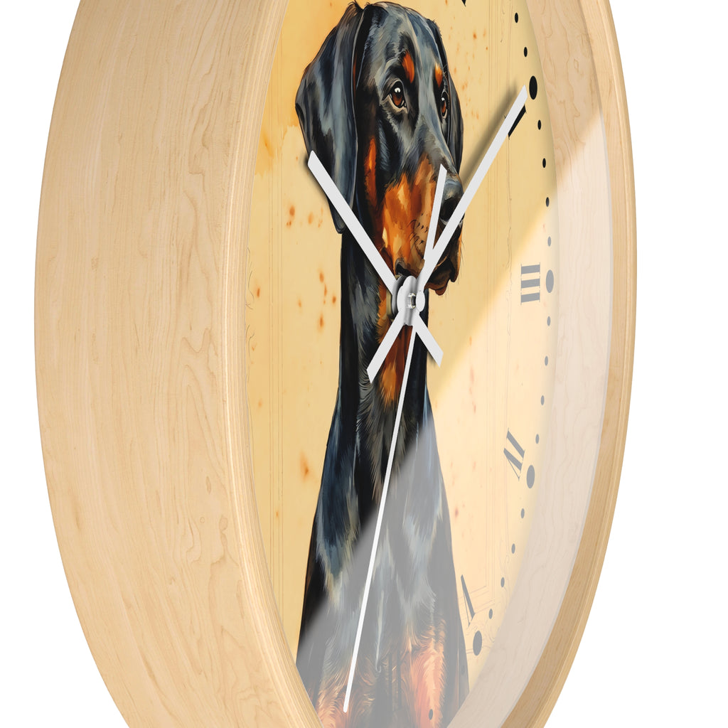 Doberman Pinscher Portrait Wall Clock — Rustic Dog Decor for Pet Lovers
