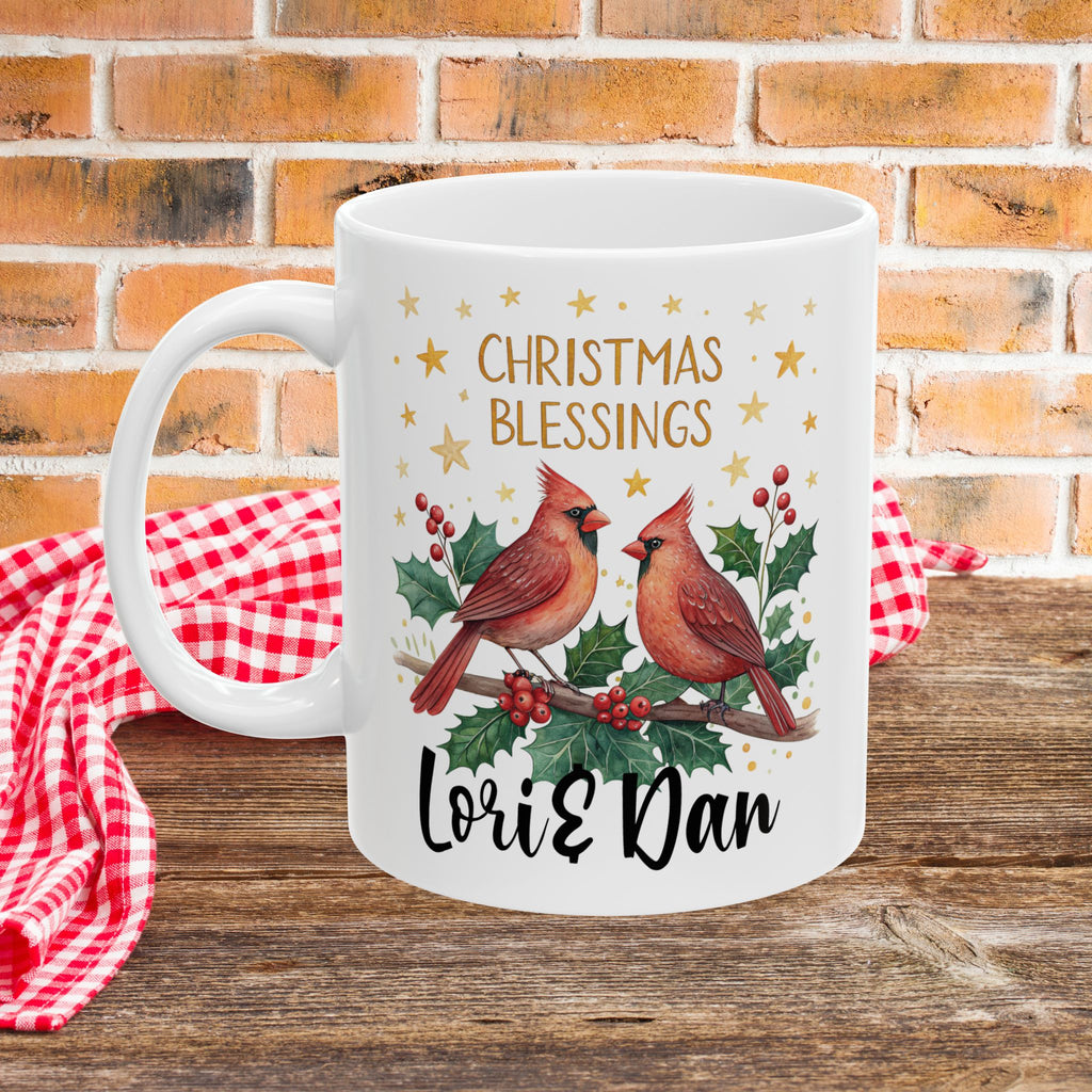 Cardinal Bird Couple Christmas Mug | Christmas Holiday Coffee Cup
