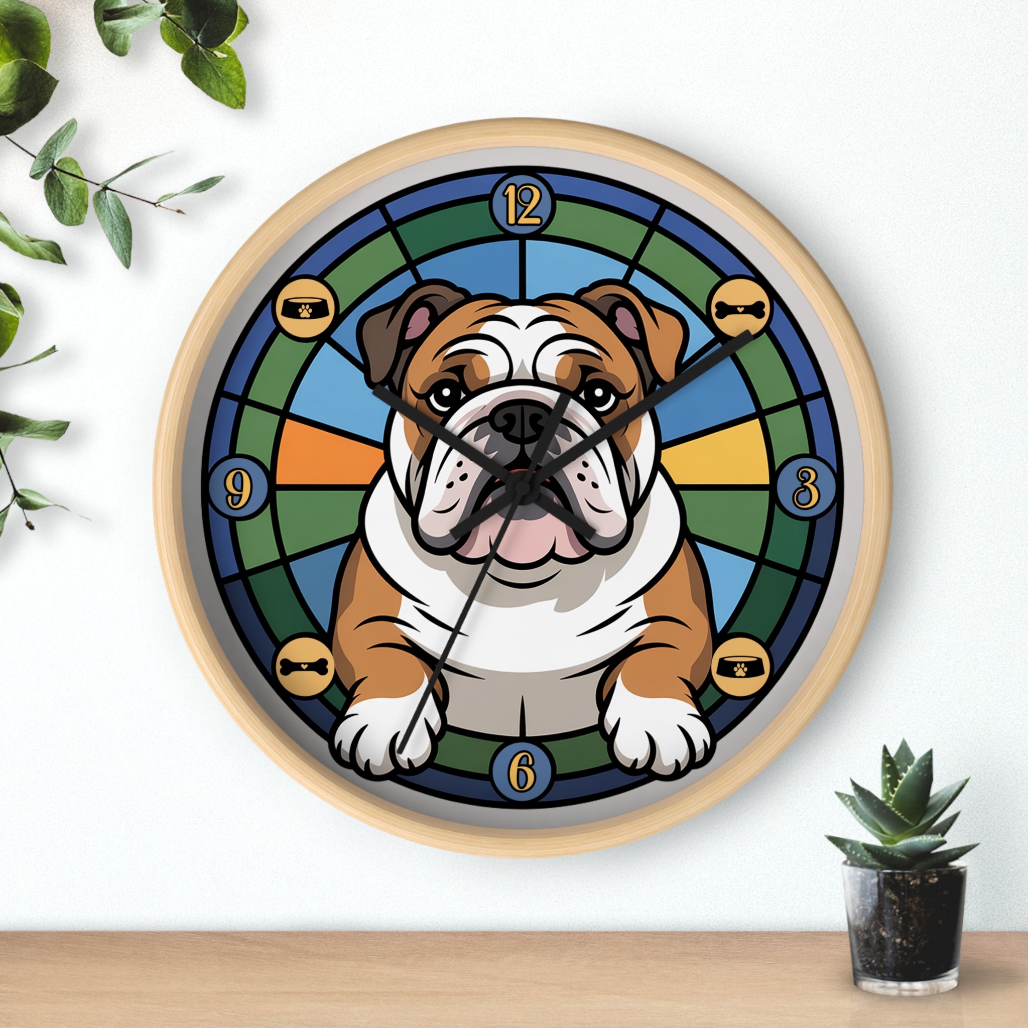 English Bulldog Colorful Wall Clock — Canine Home Decor