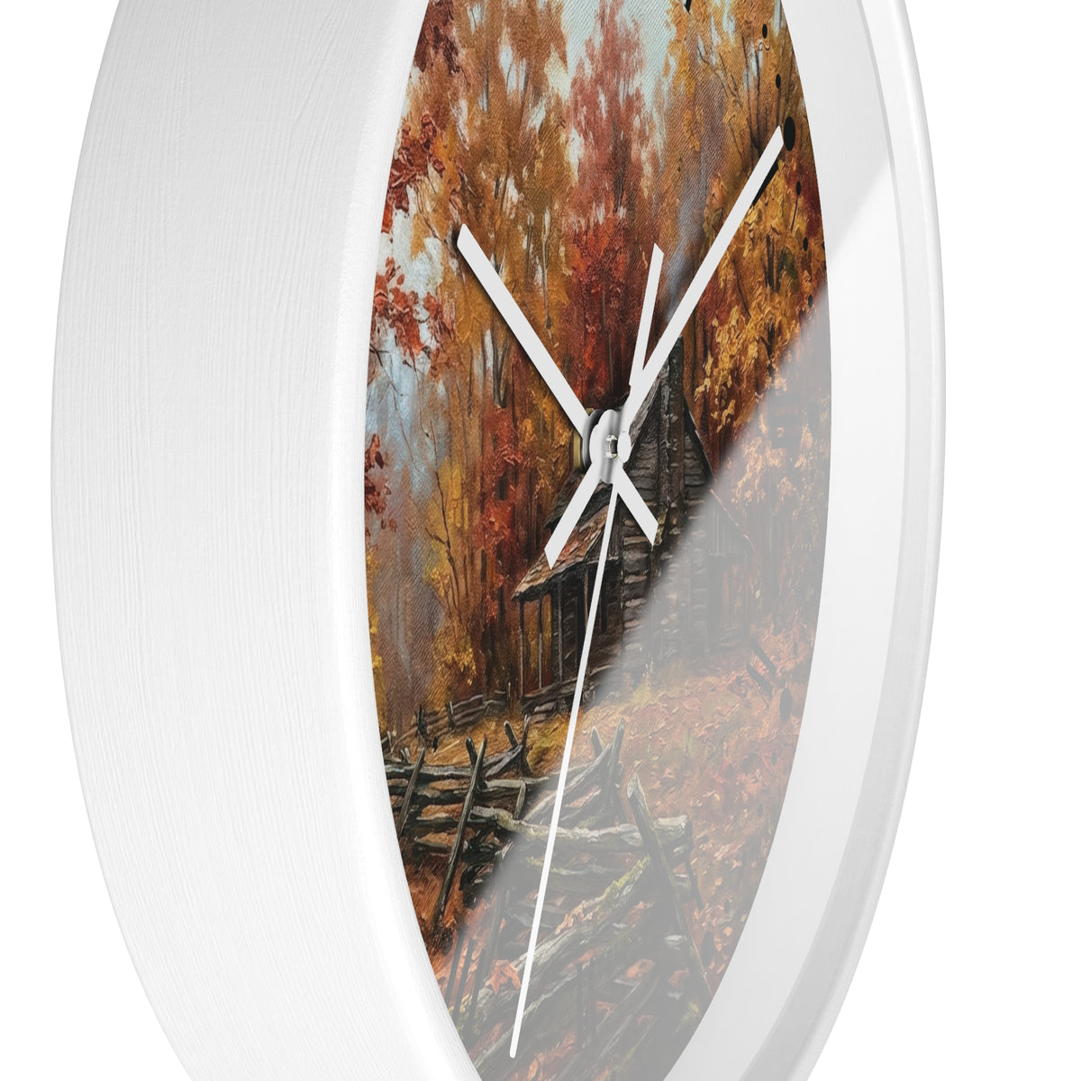 Rustic Autumn Cabin Wall Clock