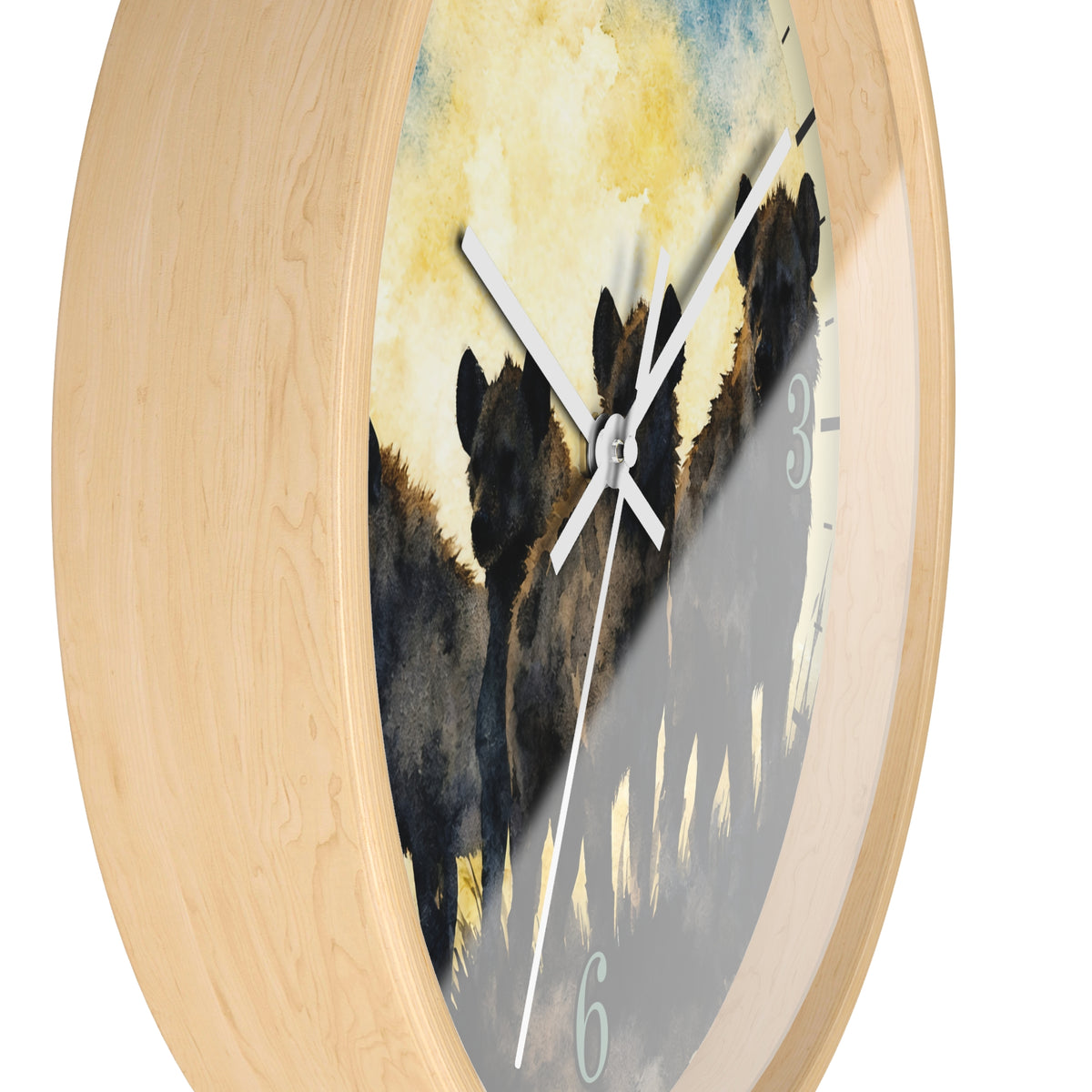 Spotted Hyenas Wall Clock – Watercolor Safari Animal Decor