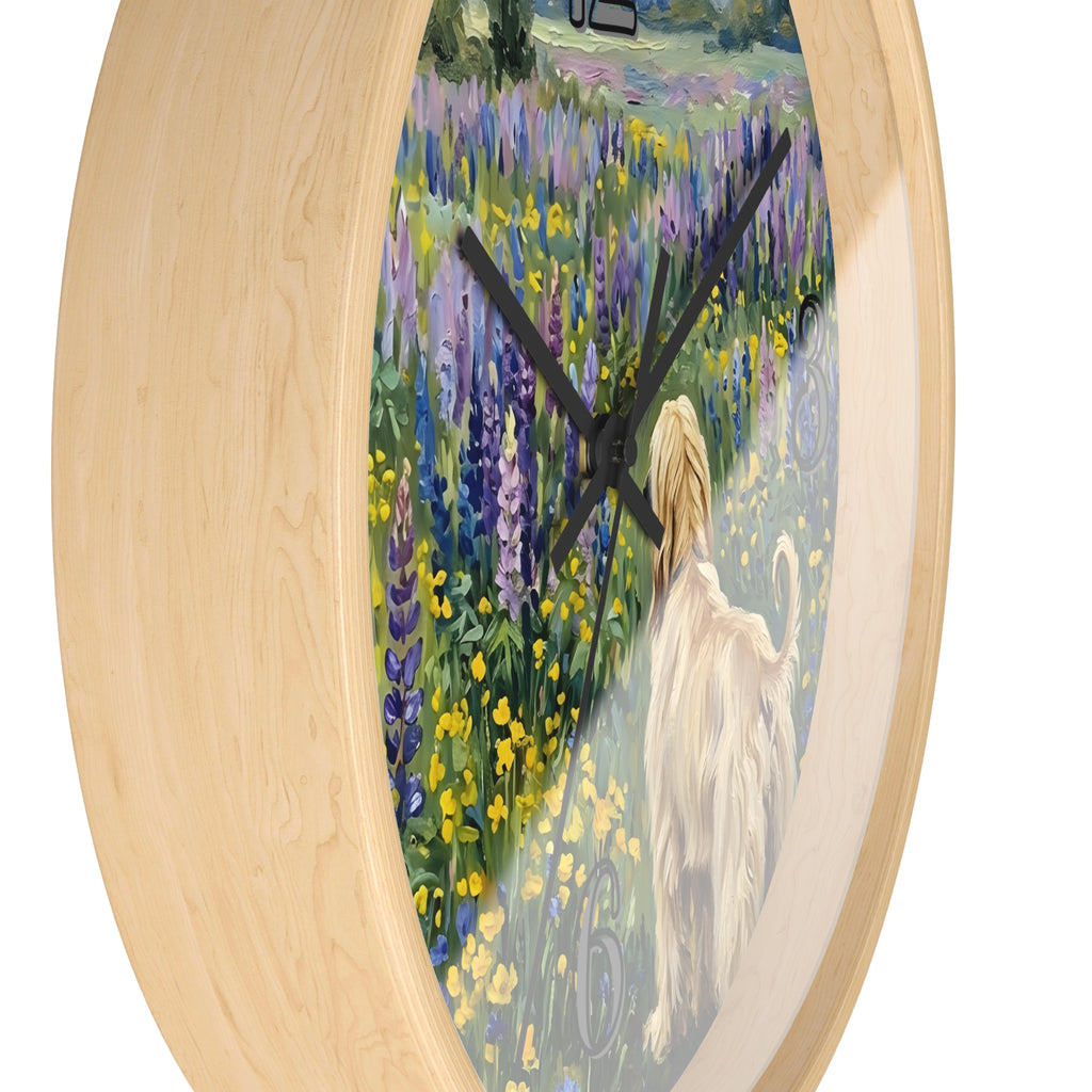 Afghan Hound in Wildflower Field Wall Clock | Dog Lover Wall Decor