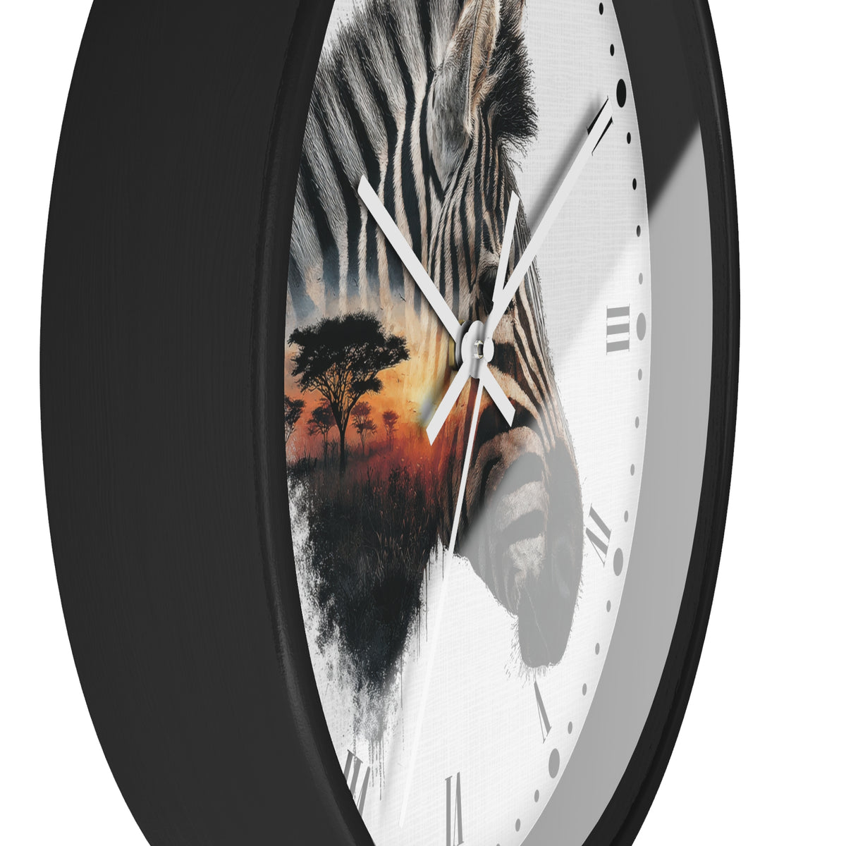 Zebra Silhouette Wall Clock — African Sunset Animal Decor