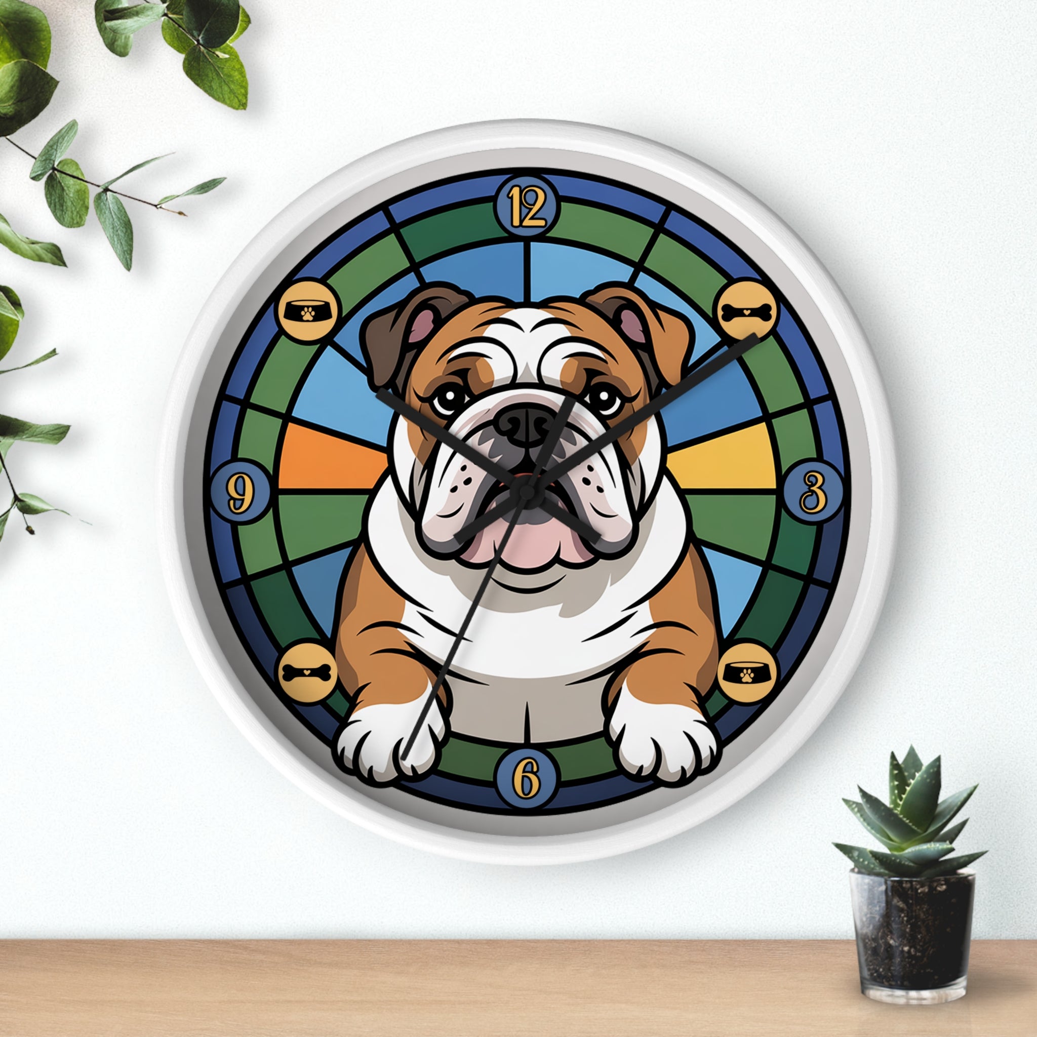 English Bulldog Colorful Wall Clock — Canine Home Decor