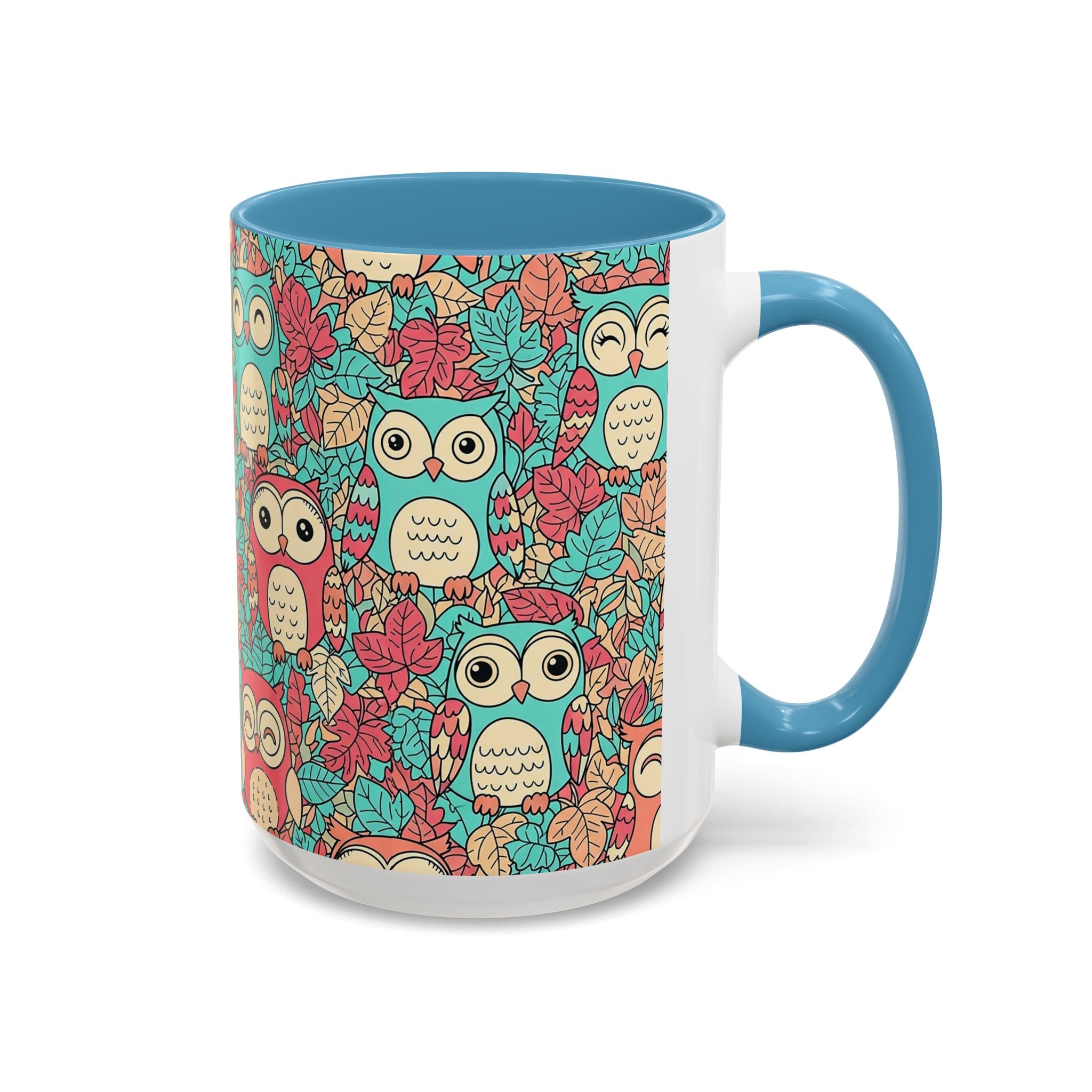 Colorful Owl Pattern Coffee Mug — Cute Woodland Tea & Coffee Cup (11/15oz)