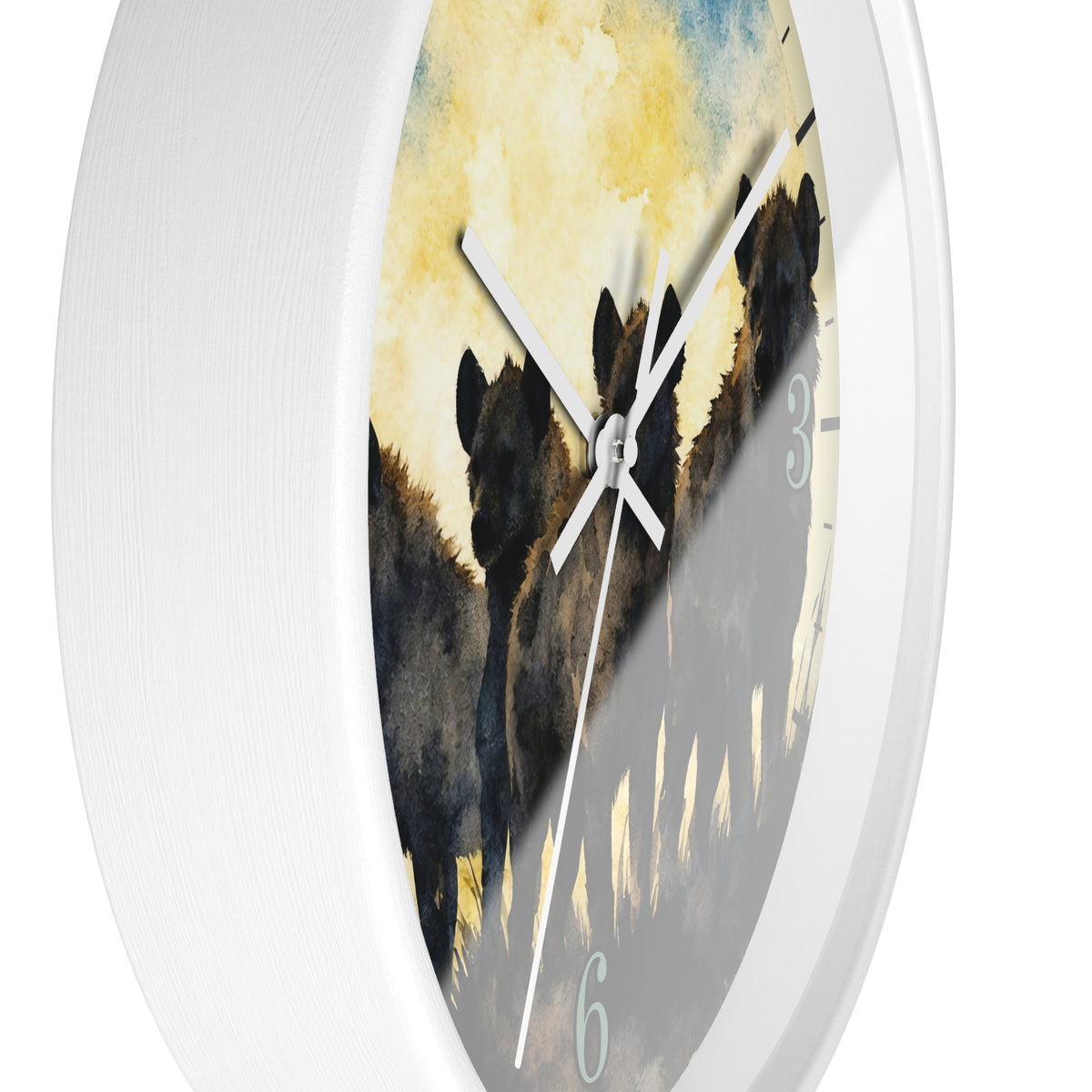 Spotted Hyenas Wall Clock – Watercolor Safari Animal Decor