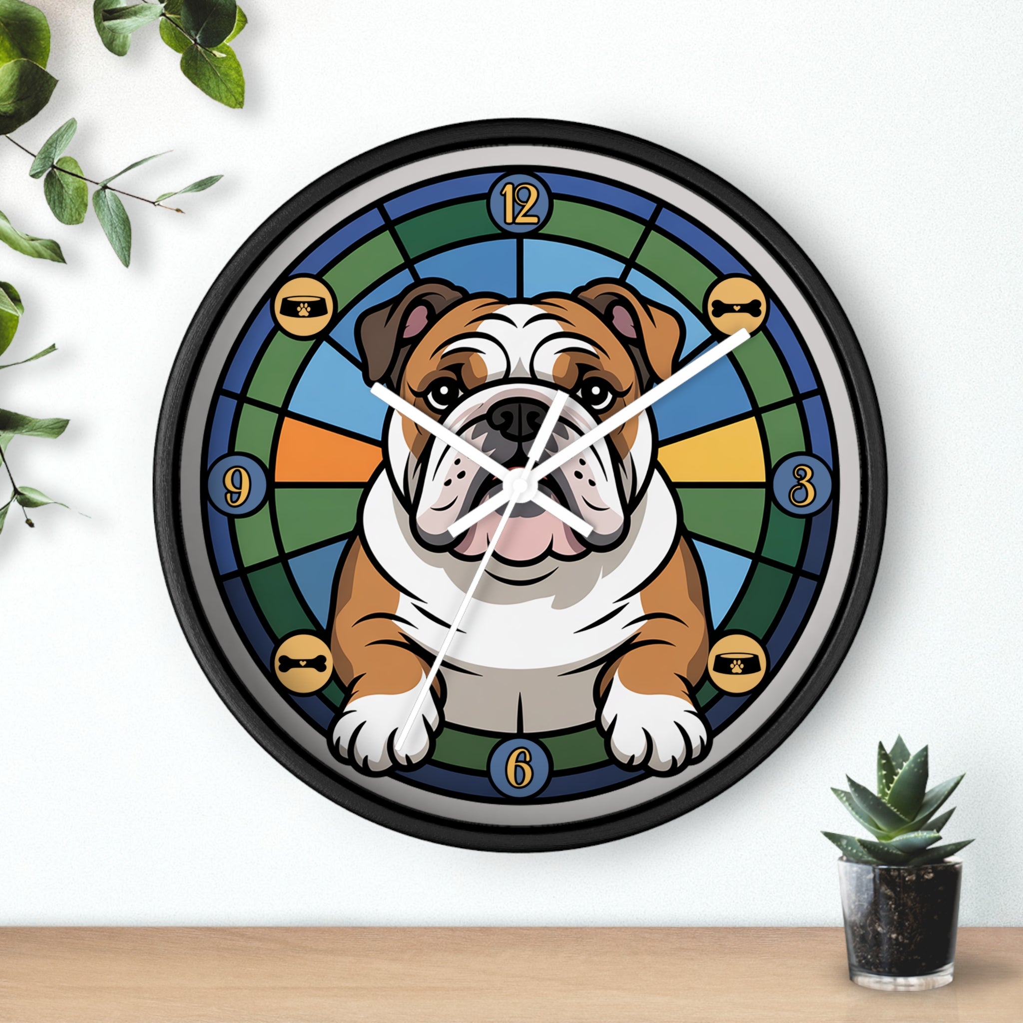 English Bulldog Colorful Wall Clock — Canine Home Decor