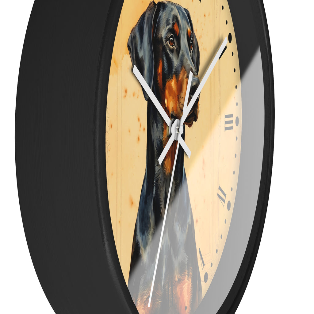 Doberman Pinscher Portrait Wall Clock — Rustic Dog Decor for Pet Lovers