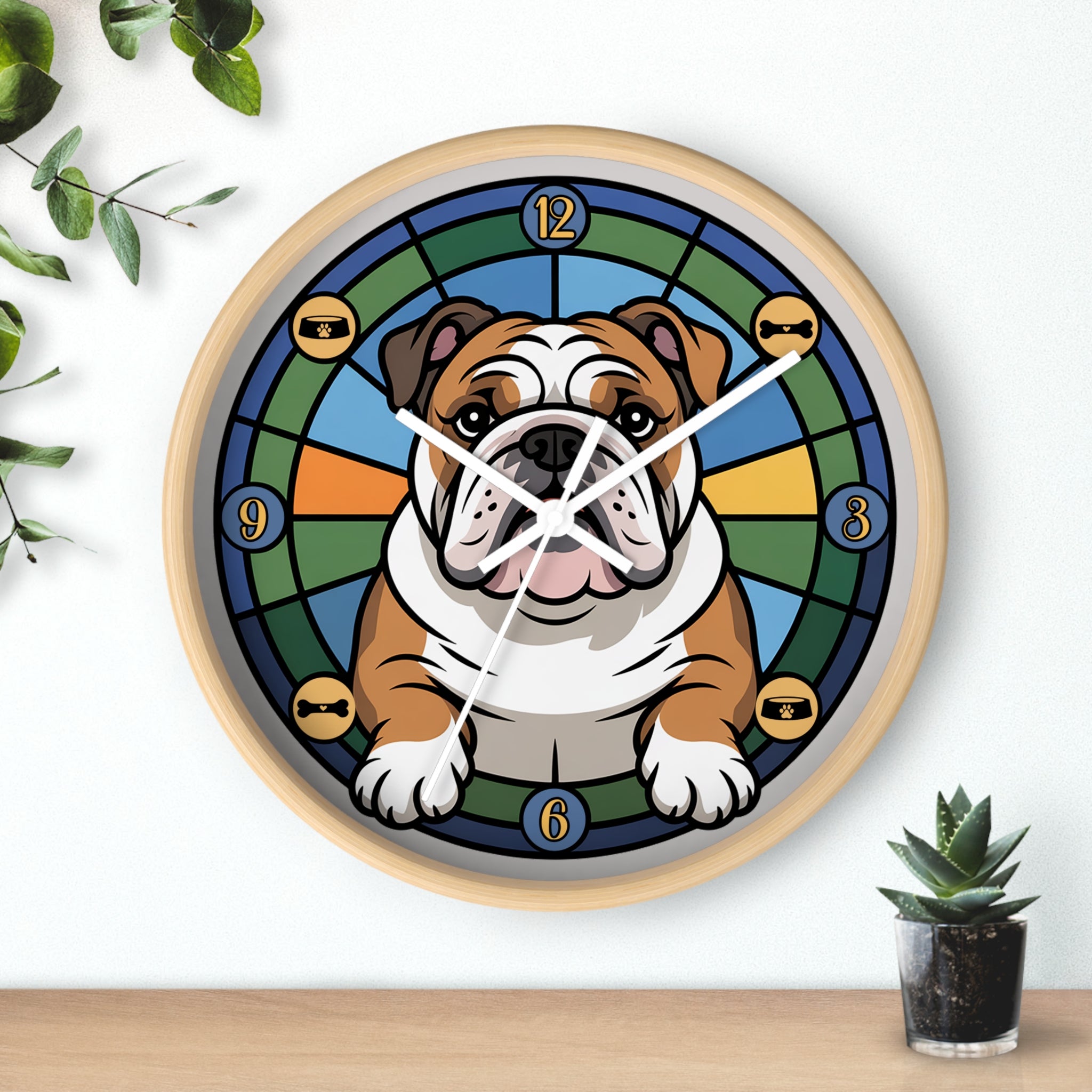 English Bulldog Colorful Wall Clock — Canine Home Decor