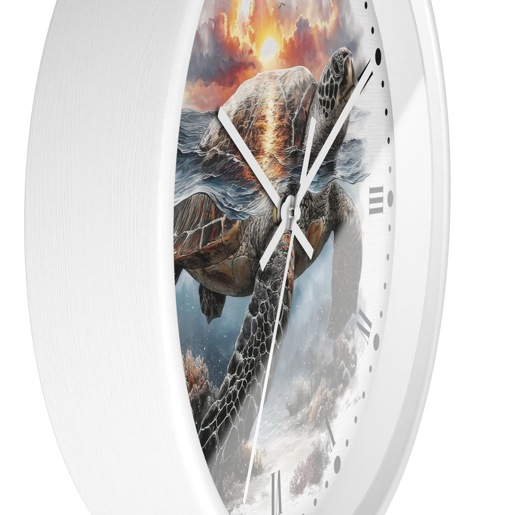 Sea Turtle Ocean Sunset Wall Clock