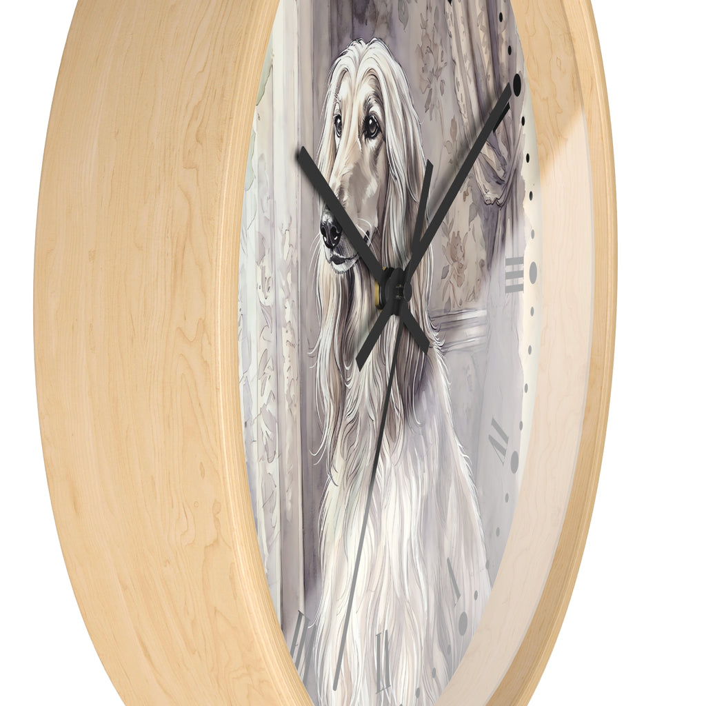 Afghan Hound Portrait Wall Clock — Vintage-Inspired Dog Lover Decor