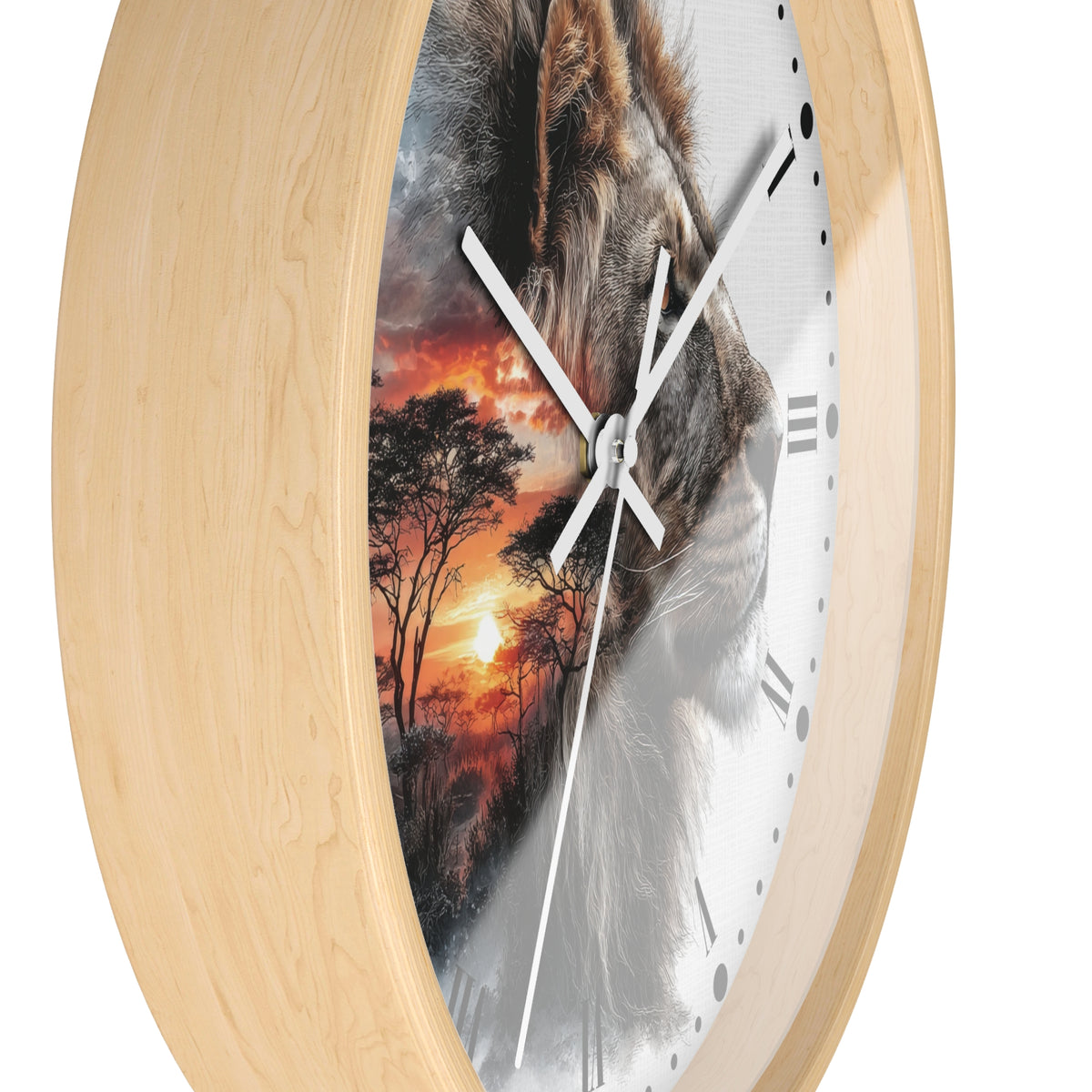 Lion African Sunset Wall Clock - Big Cat Safari Decor