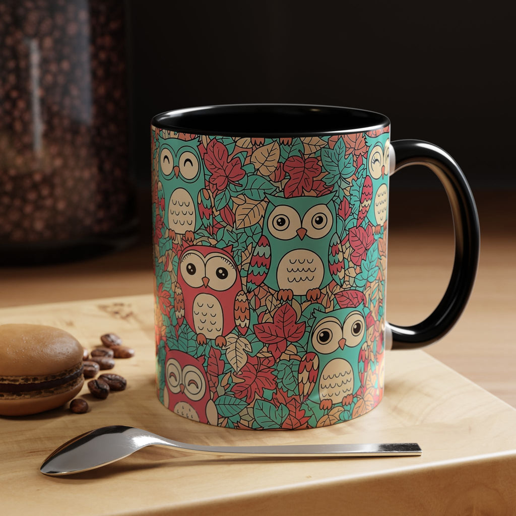 Colorful Owl Pattern Coffee Mug — Cute Woodland Tea & Coffee Cup (11/15oz)