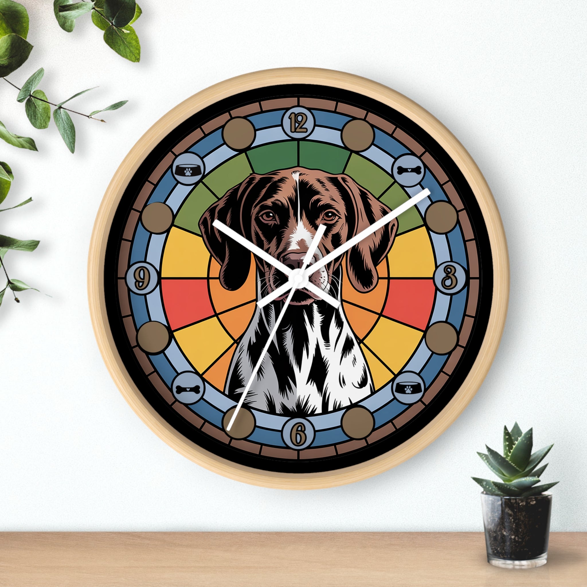 German Shorthaired Pointer Colorful Wall Clock — Dog Home Decor