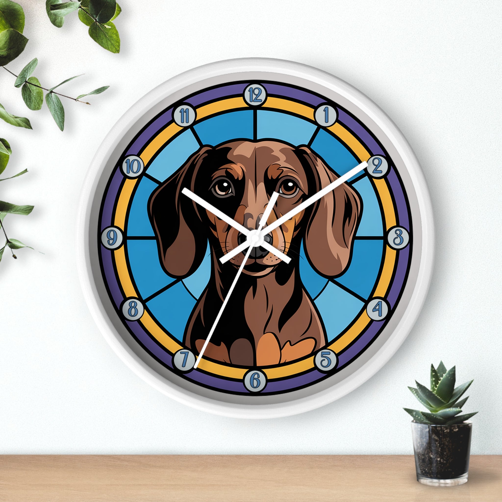 Dachshund  Colorful Wall Clock — Weenie Dog Home Decor