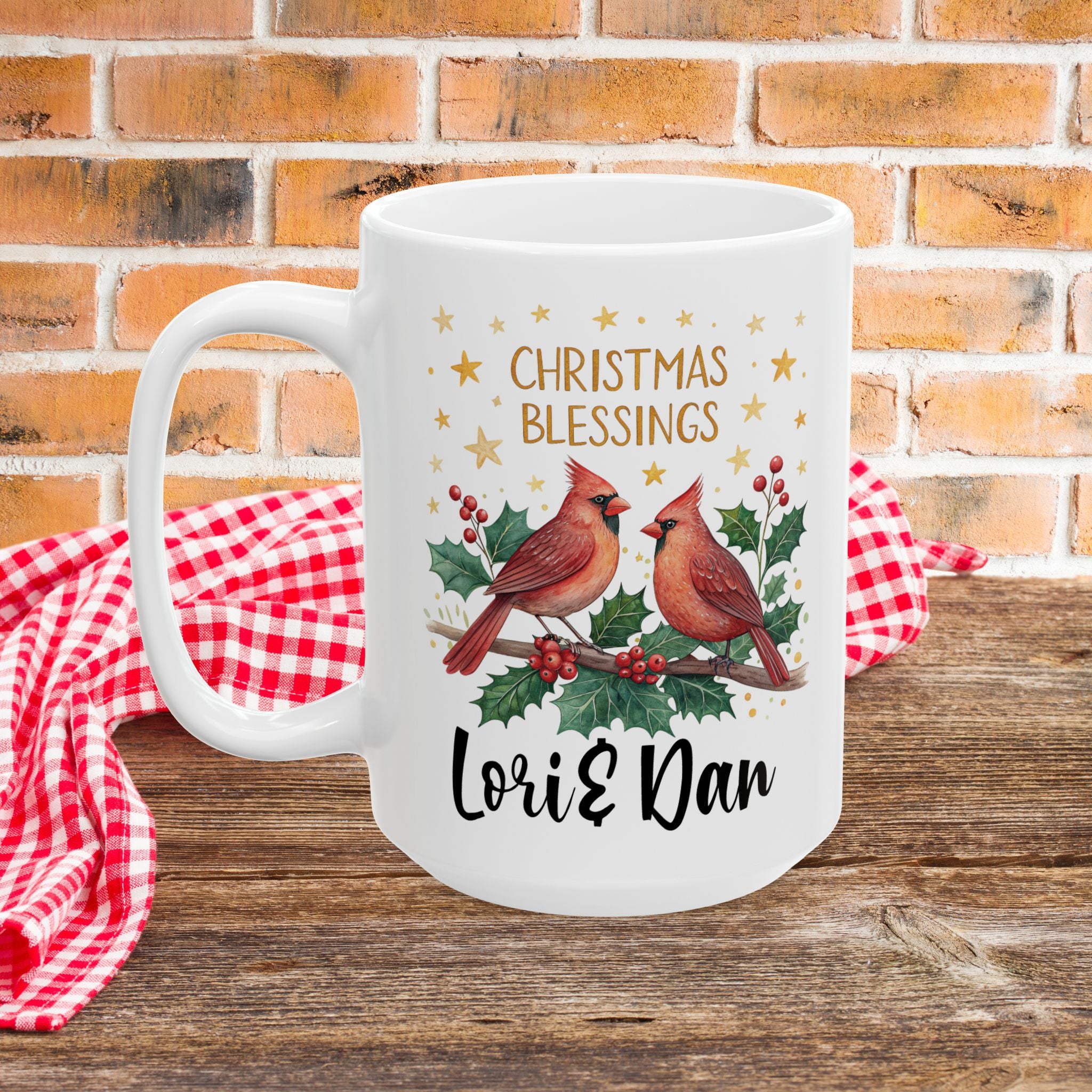 Cardinal Bird Couple Christmas Mug | Christmas Holiday Coffee Cup