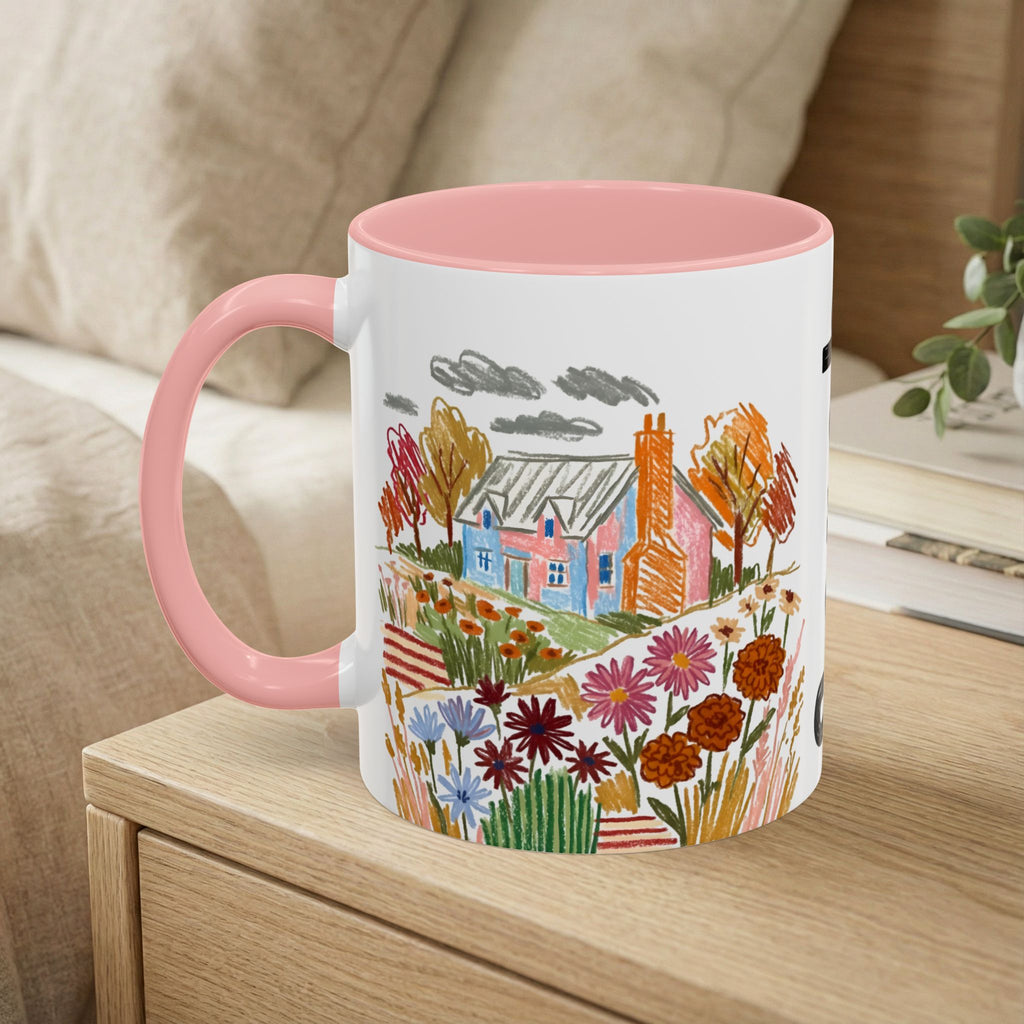 Personalized Floral Cottage Coffee Mug | Custom Name Accent Mug (11/15oz)