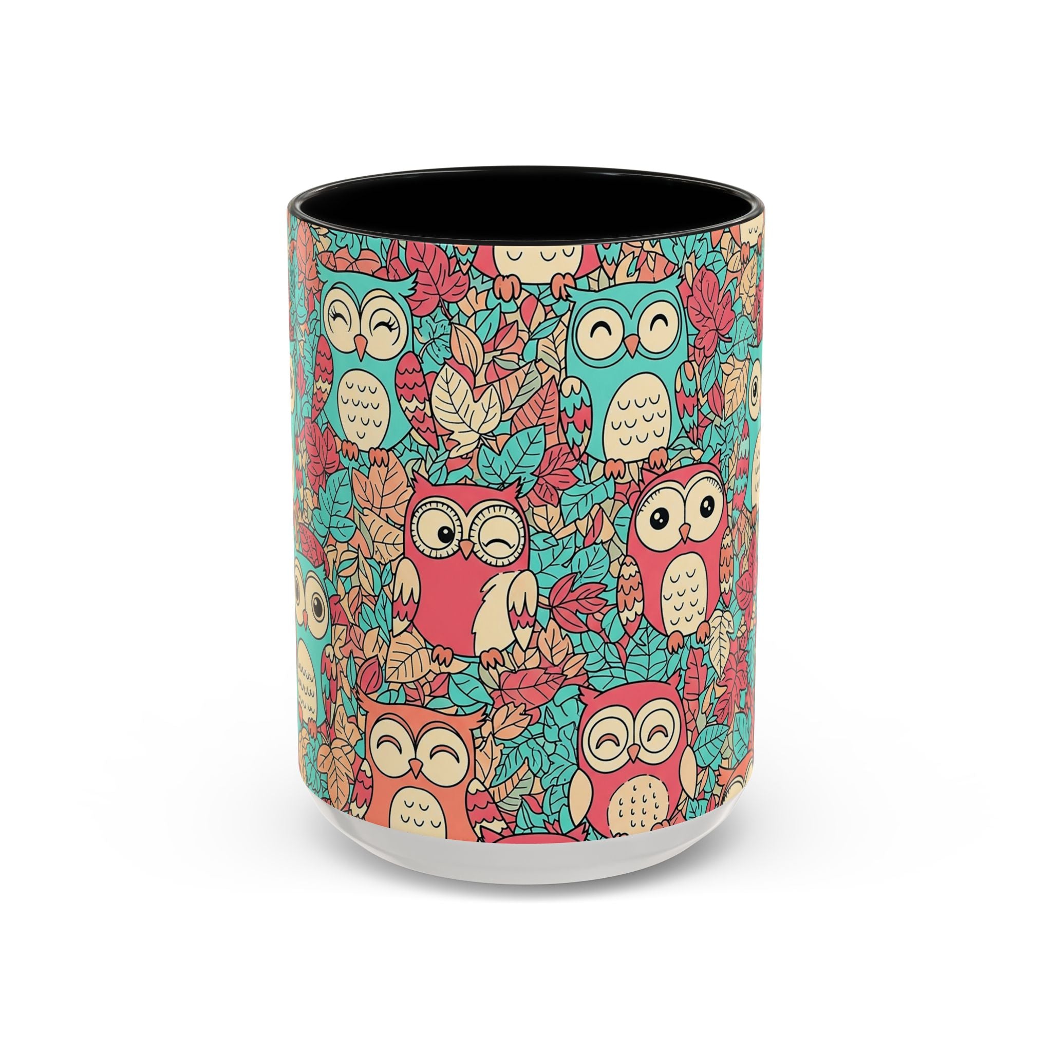 Colorful Owl Pattern Coffee Mug — Cute Woodland Tea & Coffee Cup (11/15oz)