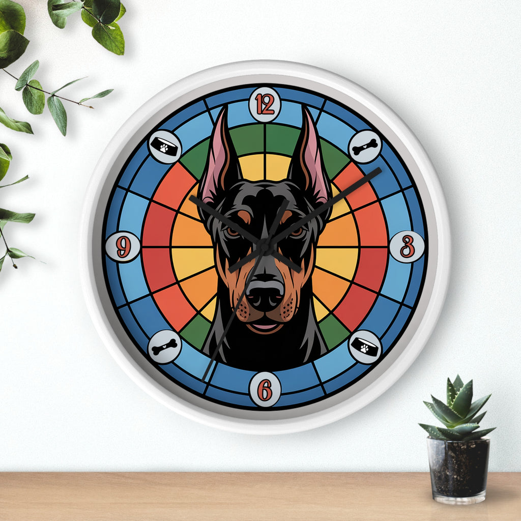 Doberman Pincer Color Wheel Wall Clock — Dog Home Decor