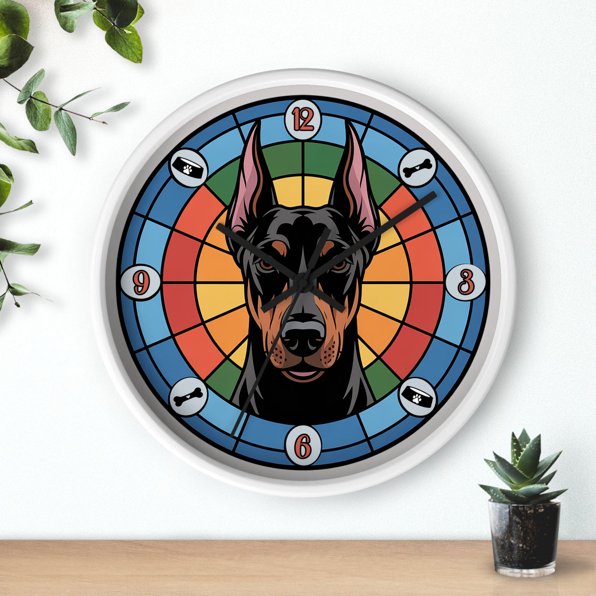Doberman Pincer Color Wheel Wall Clock — Dog Home Decor