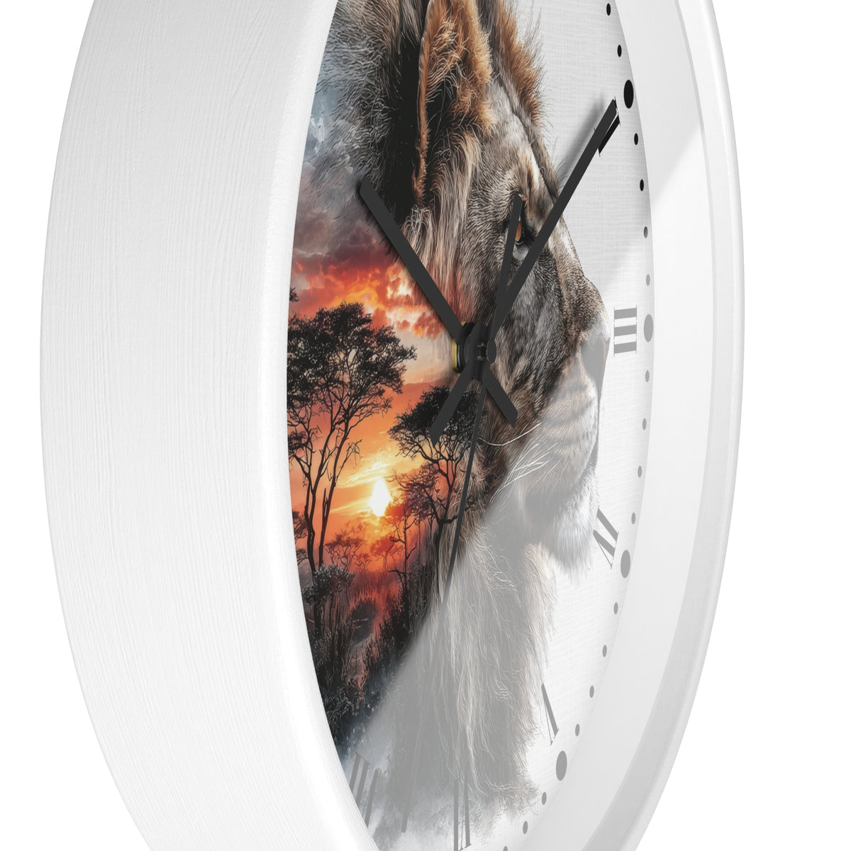 Lion African Sunset Wall Clock - Big Cat Safari Decor