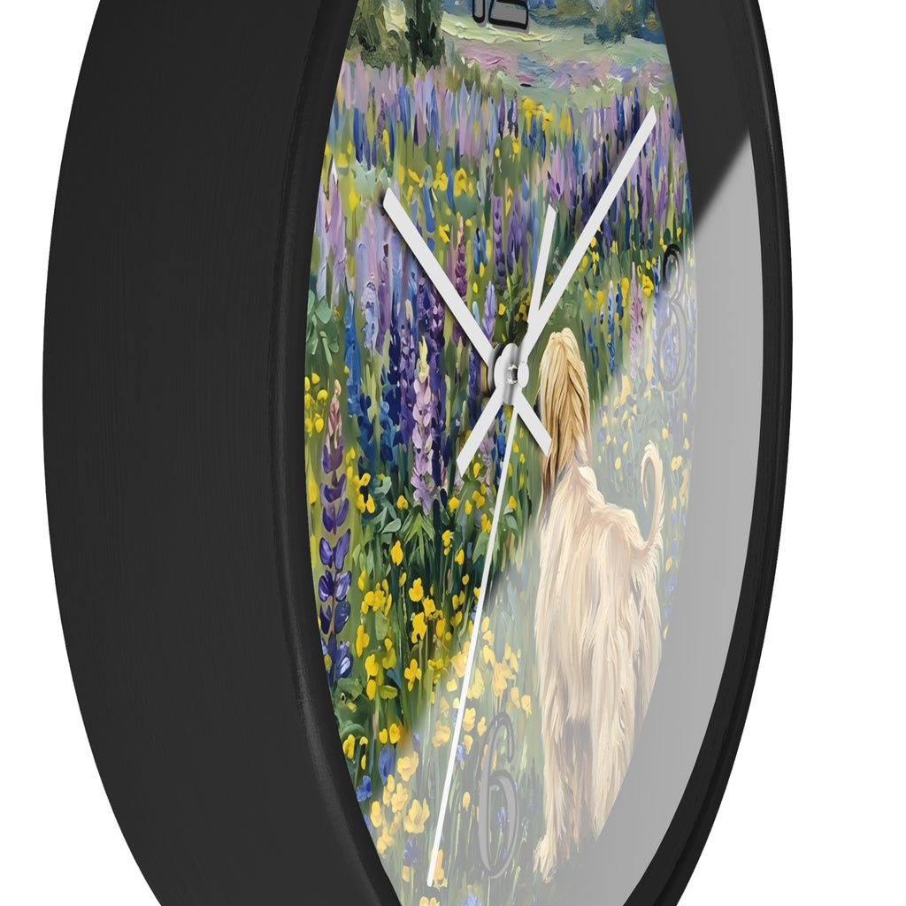 Afghan Hound in Wildflower Field Wall Clock | Dog Lover Wall Decor