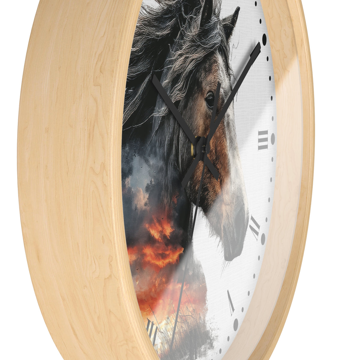 Wild Horse Sunset Wall Clock — Rustic Equine Decor