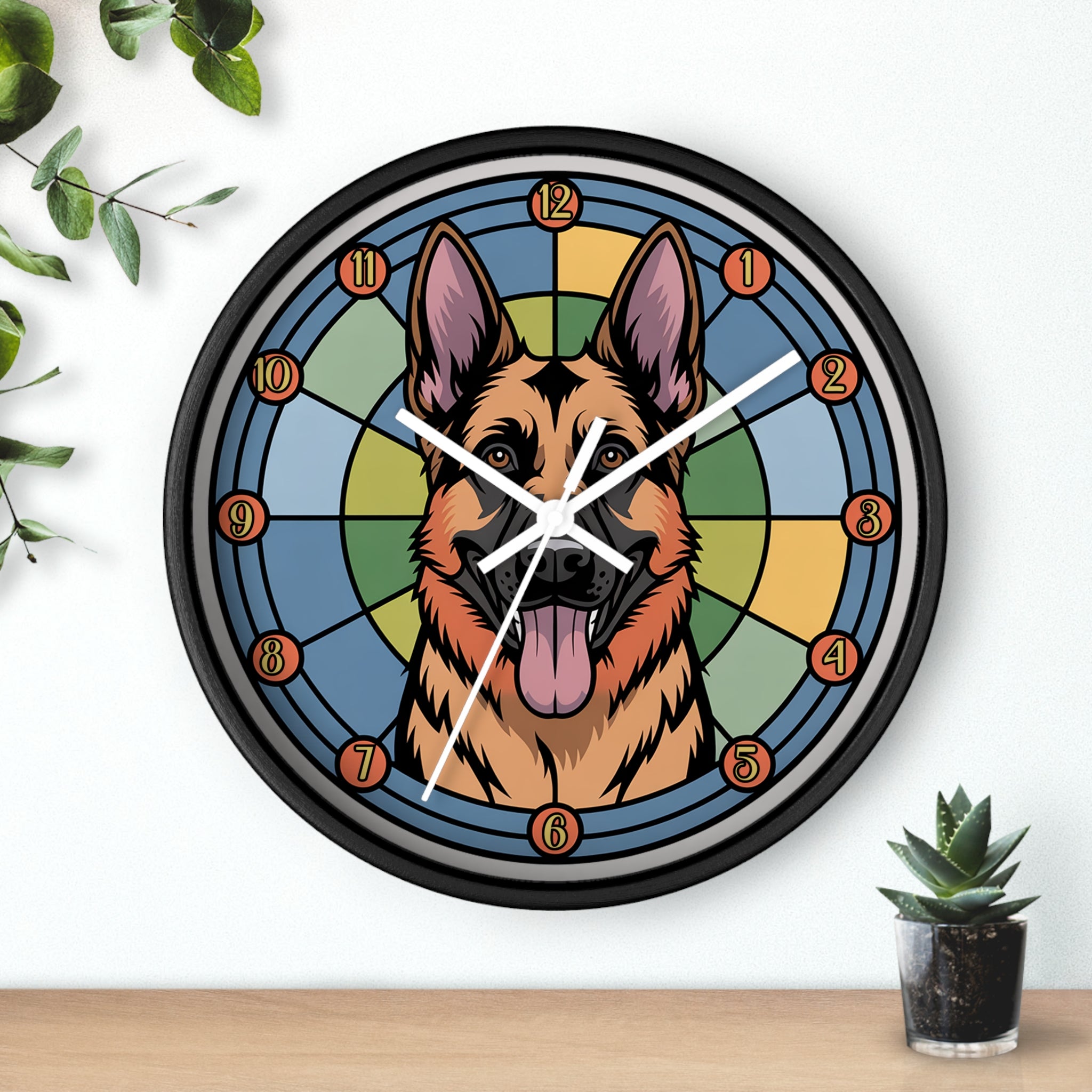 German Shepherd Colorful Wall Clock — Canine Home Decor