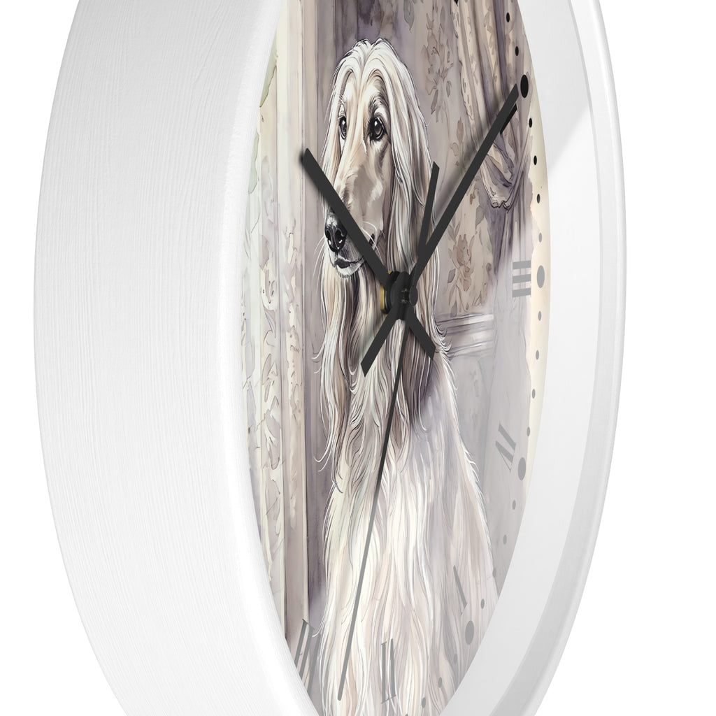 Afghan Hound Portrait Wall Clock — Vintage-Inspired Dog Lover Decor