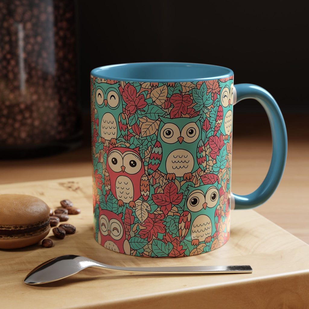 Colorful Owl Pattern Coffee Mug — Cute Woodland Tea & Coffee Cup (11/15oz)