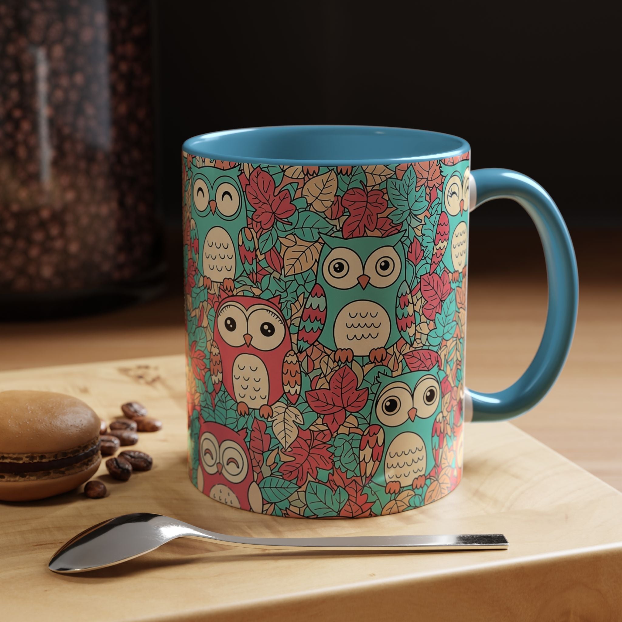 Colorful Owl Pattern Coffee Mug — Cute Woodland Tea & Coffee Cup (11/15oz)